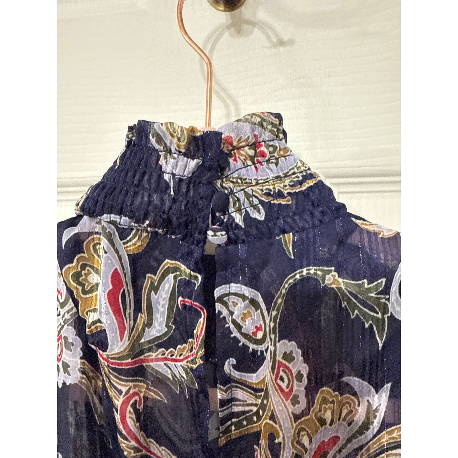 Nanette Lepore Nanette Lepore Chiffon Mock Neck Metallic Paisley Dress,2 Size XS / US 0-2 / IT 36-38 - 8 Thumbnail