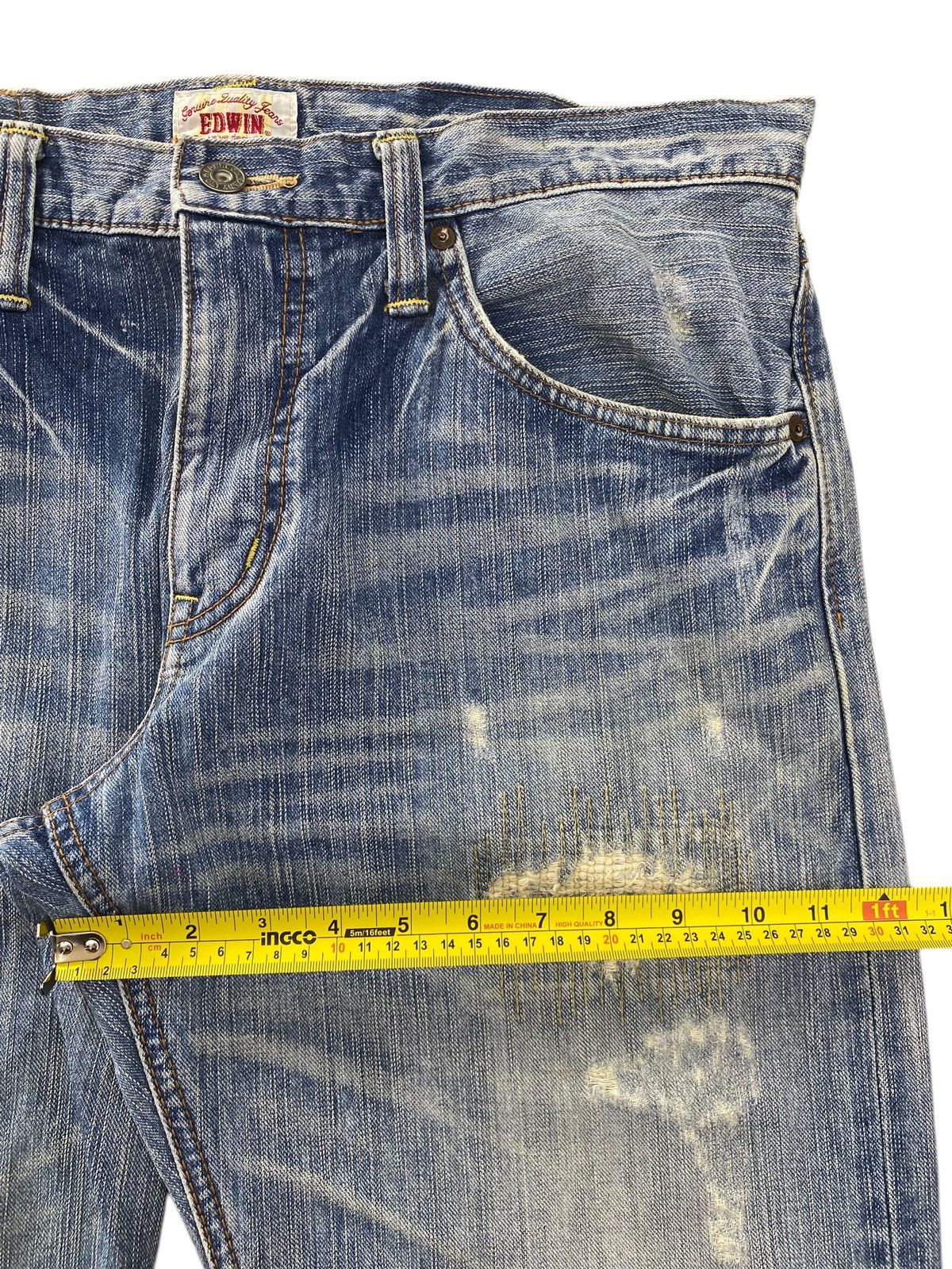 Edwin Edwin Distressed Whiskered Style Straight Leg Jeans Size US 34 / EU 50 - 7 Thumbnail