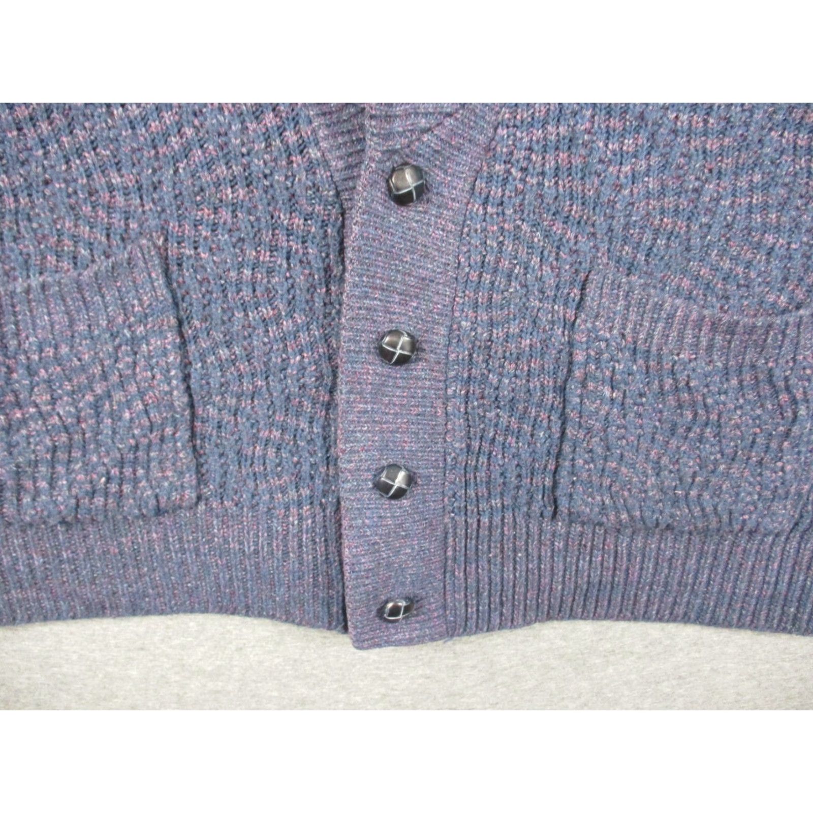 Vintage VINTAGE LL Bean Cardigan Sweater Men's Indigo Blue Organic Cotton Waffle Heavyweight Vtg Size US XL / EU 56 / 4 - 4 Thumbnail