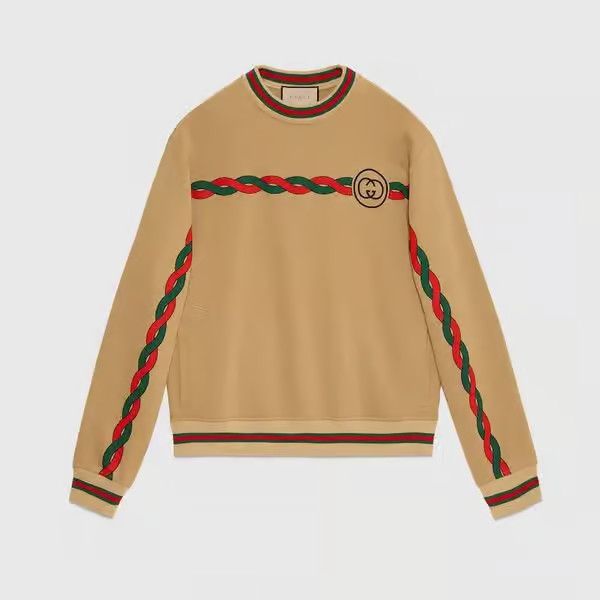 Gucci o1s1wg110225 Interlocking G Torchon Cotton Sweatshirt Beige Size US XXL / EU 58 / 5 - 1 Thumbnail