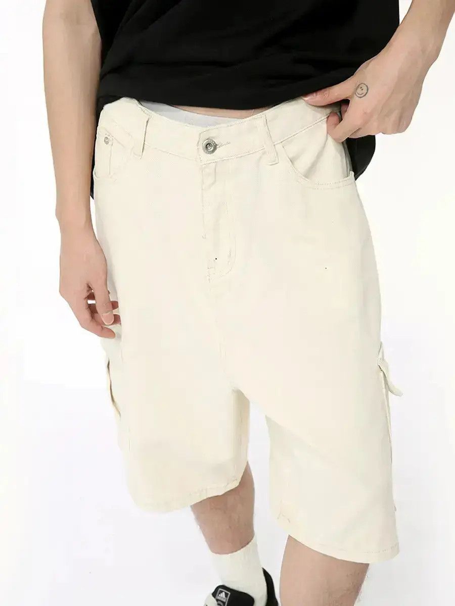 Japanese Brand Retro loose apricot pocket denim shorts Size US 32 / EU 48 - 2 Thumbnail
