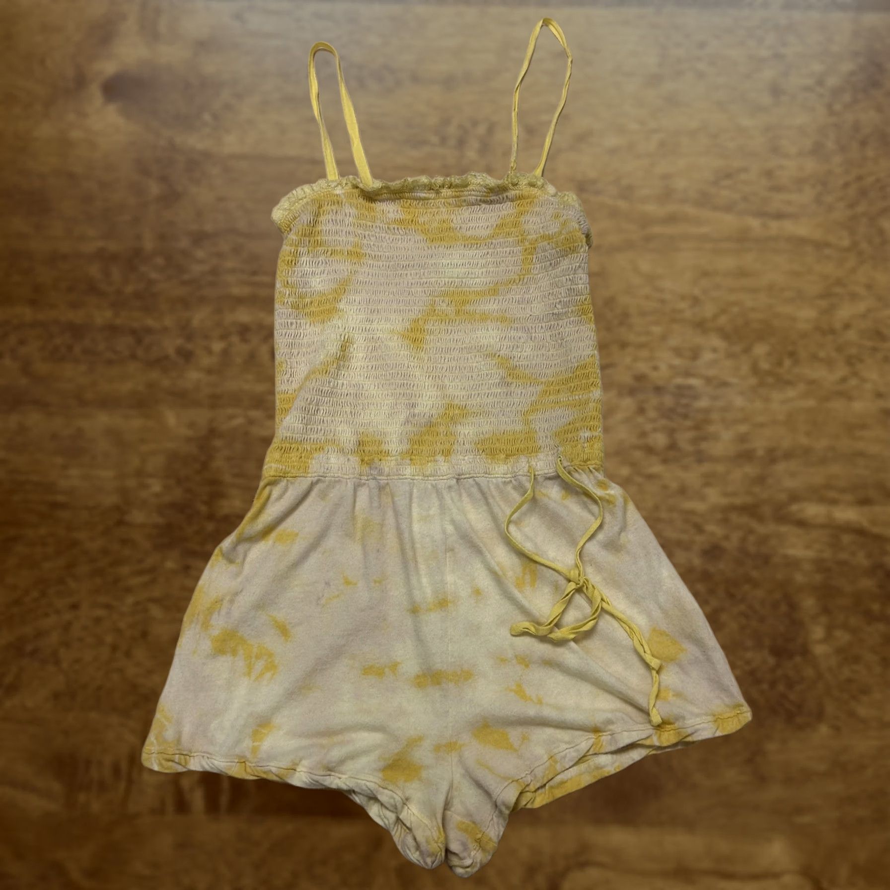 Free People Free People Intimately Romper Womens M Medium Yellow Tie Dye Smocked One Piece Size 32" / US 10 / IT 46 - 1 Thumbnail