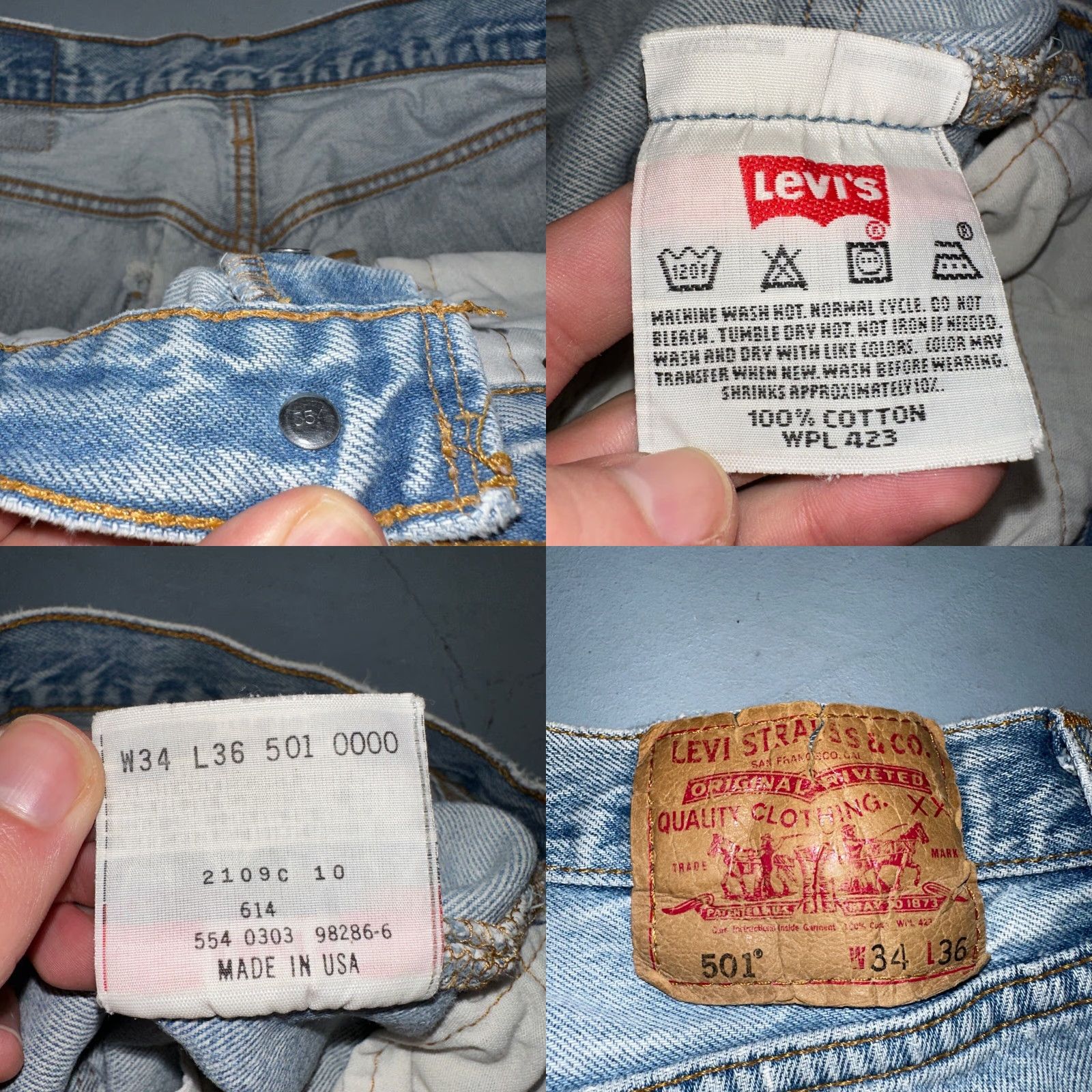 Levi's VINTAGE Levi's 501 Jeans Straight Mens Jeans 34x36 Blue 90s USA 501 Series Size US 34 / EU 50 - 9 Thumbnail