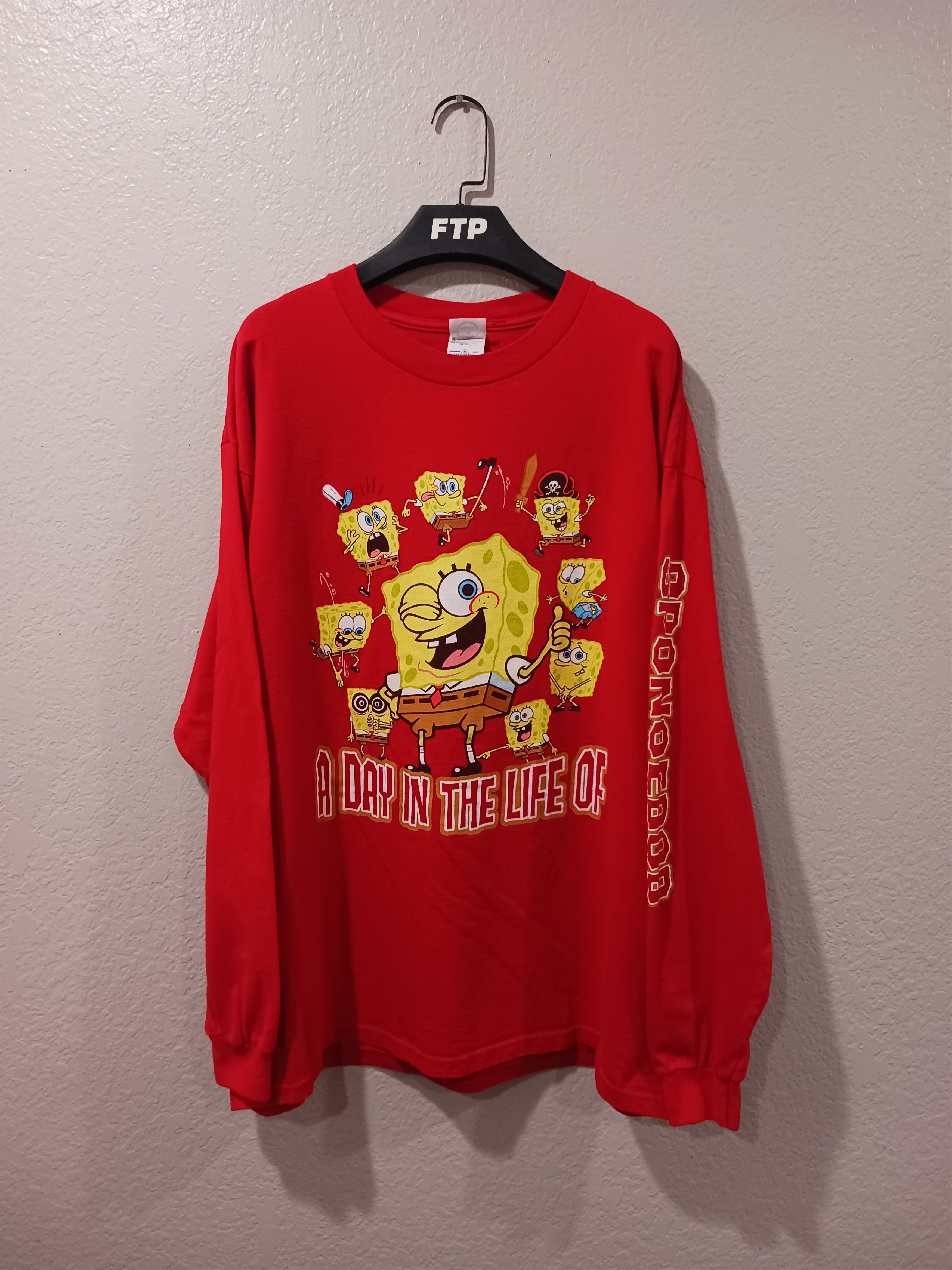 Delta × Nickelodeon × Vintage SpongeBob Vintage Delta 2000s "A Day In The Life Of" L/S Tee Size US XL / EU 56 / 4 - 1 Thumbnail