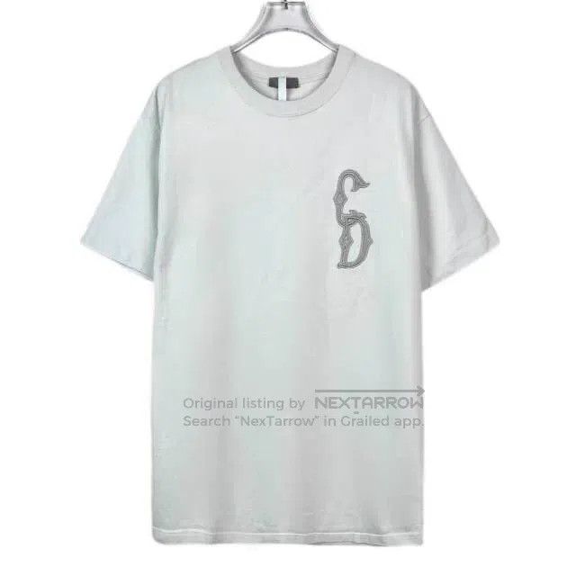 Dior Logo letter embroidery round neck light green short s