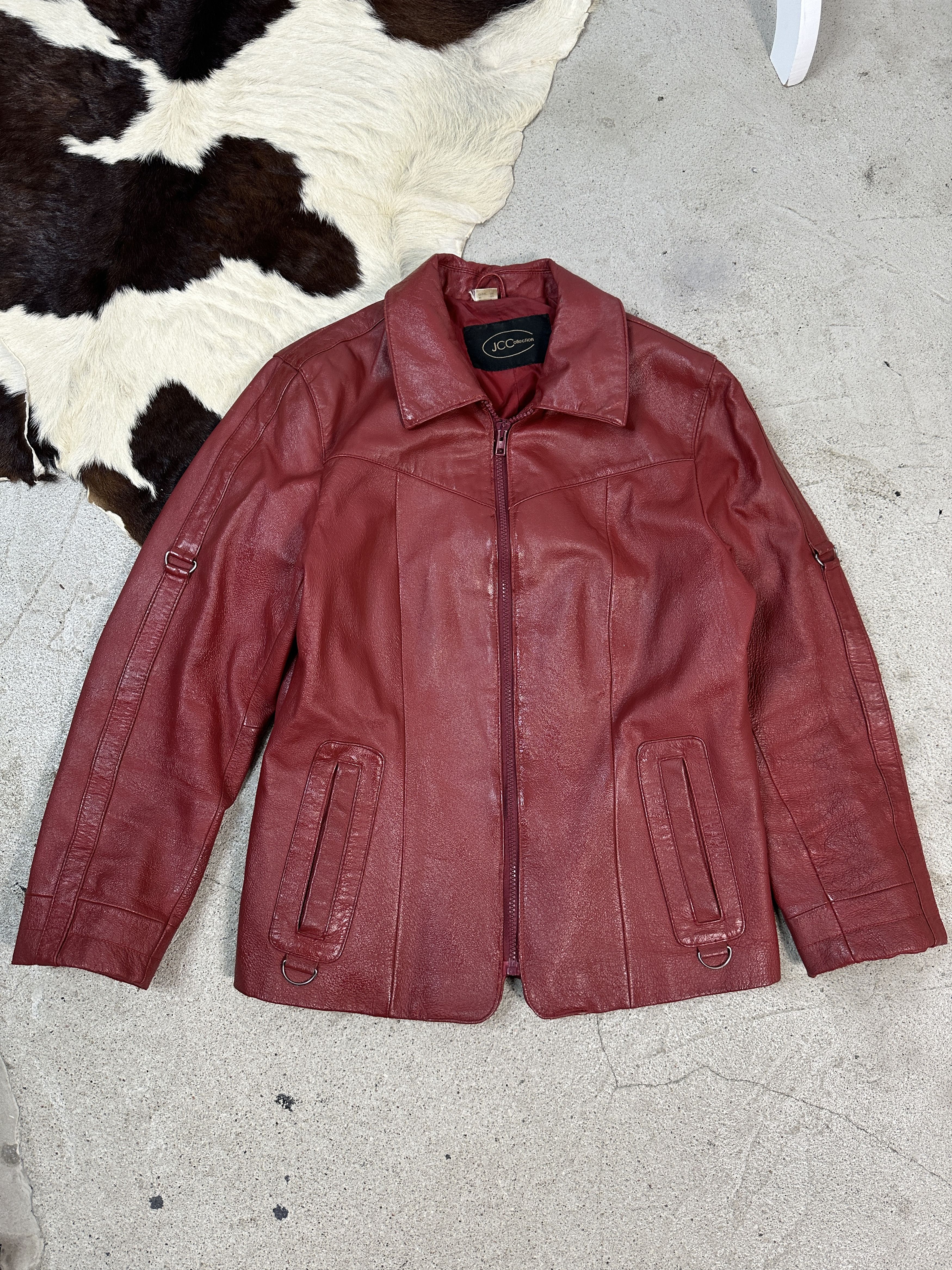 Vintage Vintage Y2K Avant Garde Biker Moto Cherry Red Leather Jacket Size US L / EU 52-54 / 3 - 1 Thumbnail