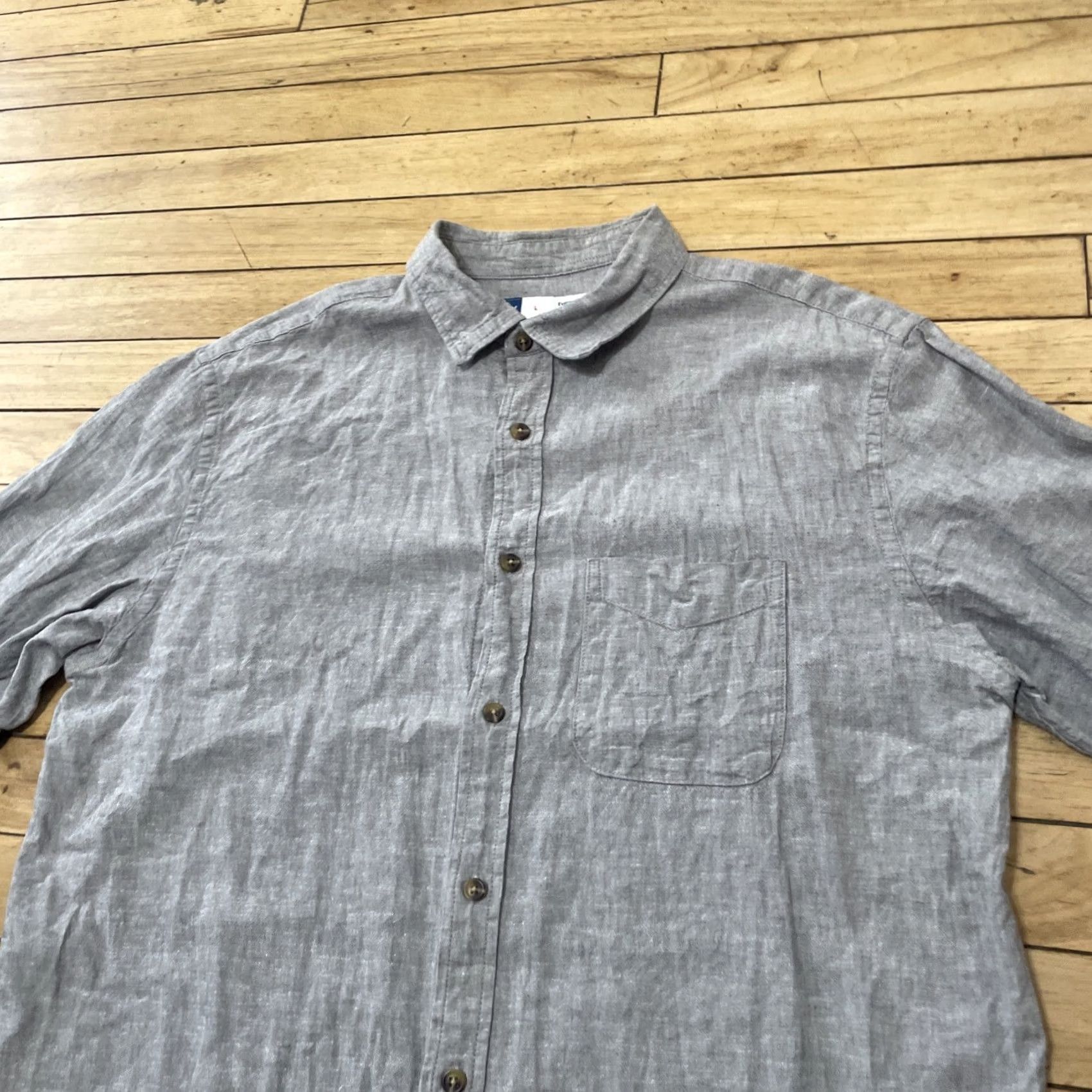 Old Navy VINTAGE OLD NAVY Button Shirt Men L Linen Everyday Shirt Light Gray Nautical Preppy 44" Mens Regular Long Sleeve Collared Shirt Size US L / EU 52-54 / 3 - 3 Thumbnail