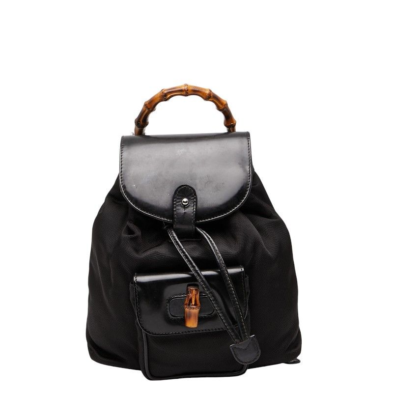 Gucci Gucci Bamboo Nylon Leather Backpack Leather Backpack 003.1998.0030 DUTY FREE for USA