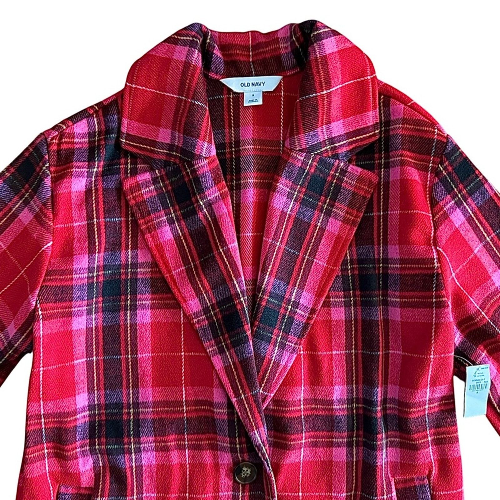Old Navy Old Navy Red Plaid Coat Size S / US 4 / IT 40 - 2 Thumbnail