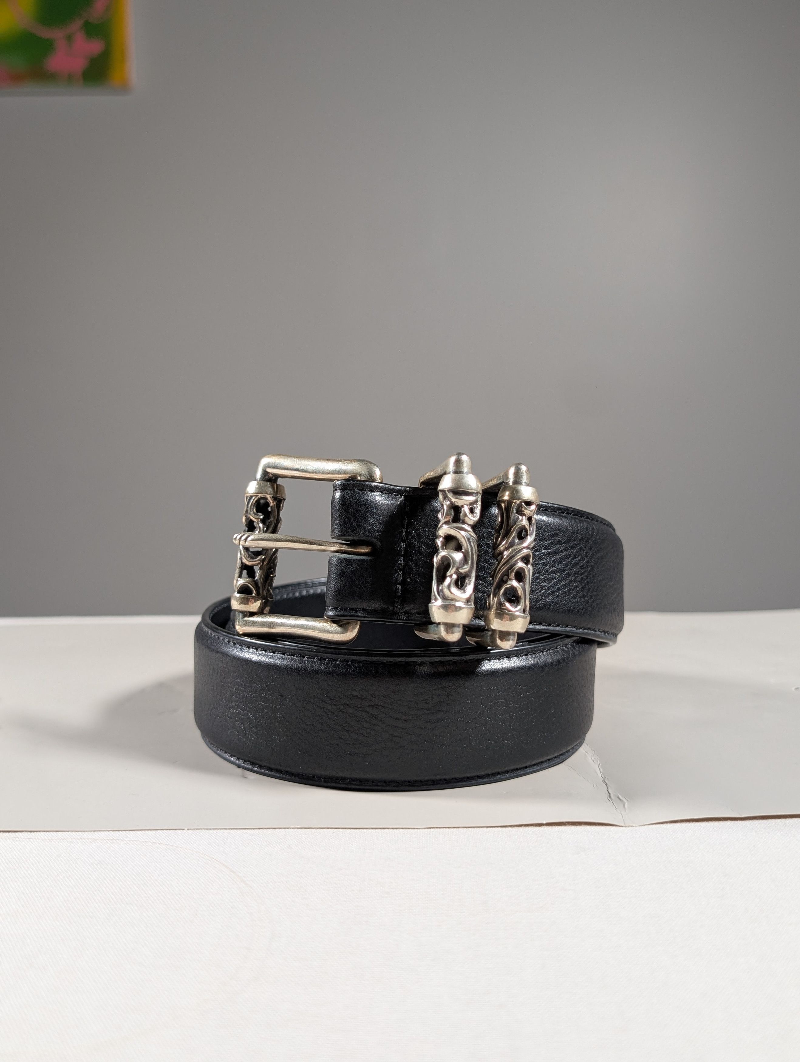 Chrome Hearts CH Roller Belt 1.5" Roller Buckle Chrome Hearts Black Belt Size 30 - 2 Thumbnail