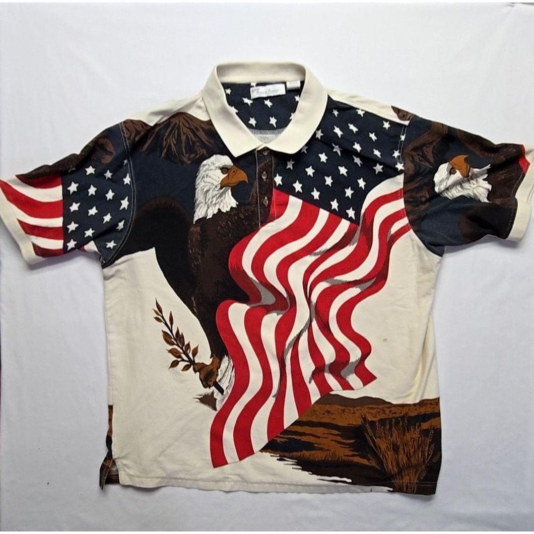 Other American Summer Eagle Flag Graphic Polo Patriotic AOP 2XL Size US XXL / EU 58 / 5 - 1 Thumbnail