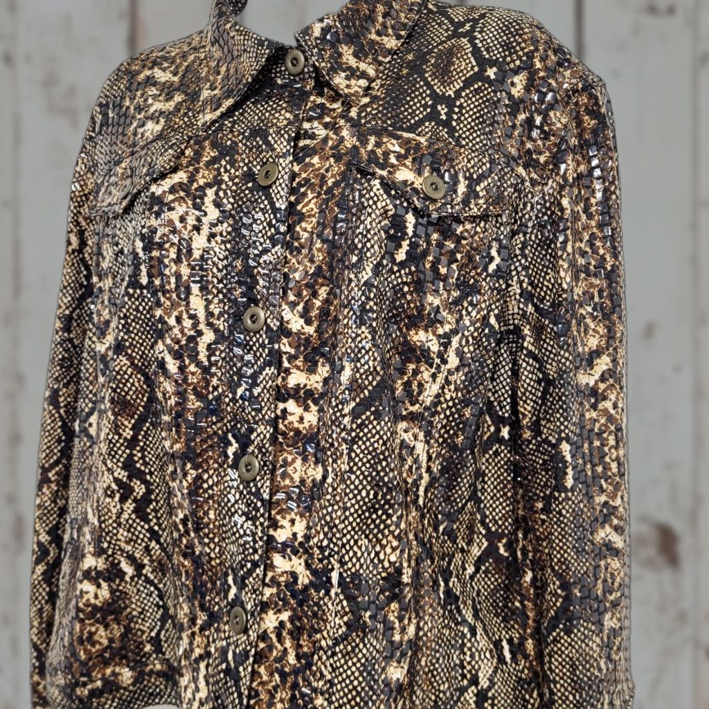 Vintage Ruby Rd. Snakeskin Jacket Women's Size 18 Brown/Tan/Black Shimmer Textured EUC Jacket Size XXL / US 16-18 / IT 52-54 - 1 Thumbnail