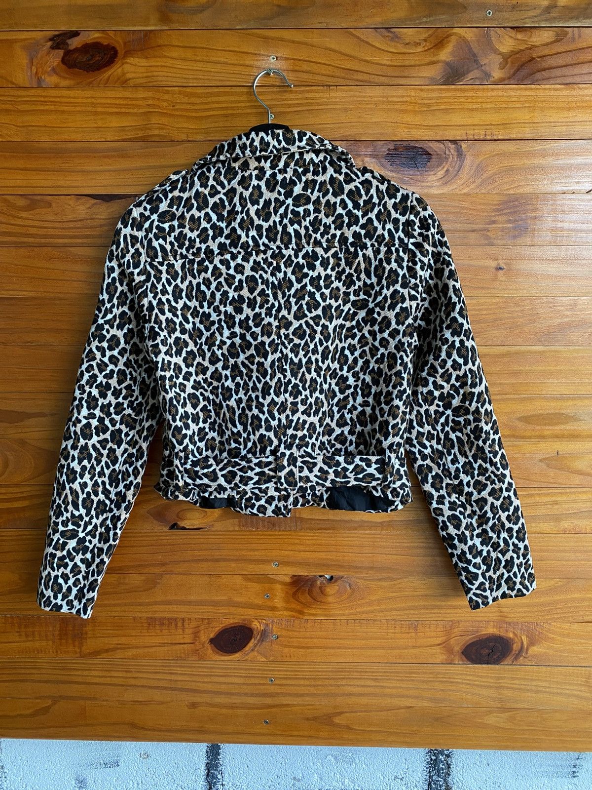 Vintage Just Jeans Leopard Print Cropped Biker Jacket Statement Size M / US 6-8 / IT 42-44 - 11 Thumbnail