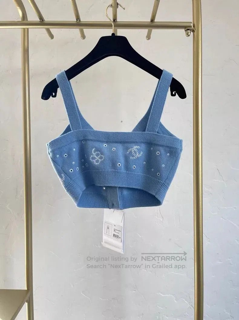 Chanel Chanel 2023 Blue Logo Knit Camisole. Size US XS / EU 42 / 0 - 2 Thumbnail