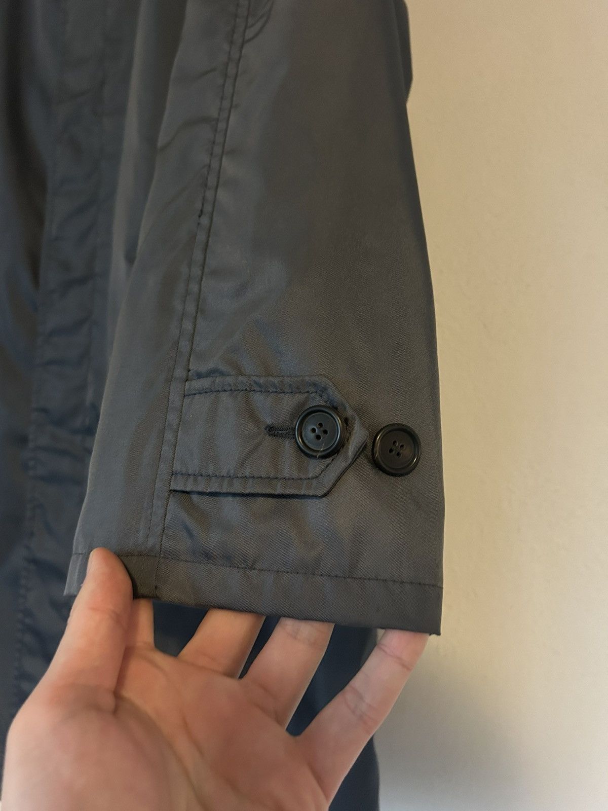 Prada Prada Milano Herringbone Lined Gray Nylon Raincoat - Size M Size US M / EU 48-50 / 2 - 6 Thumbnail