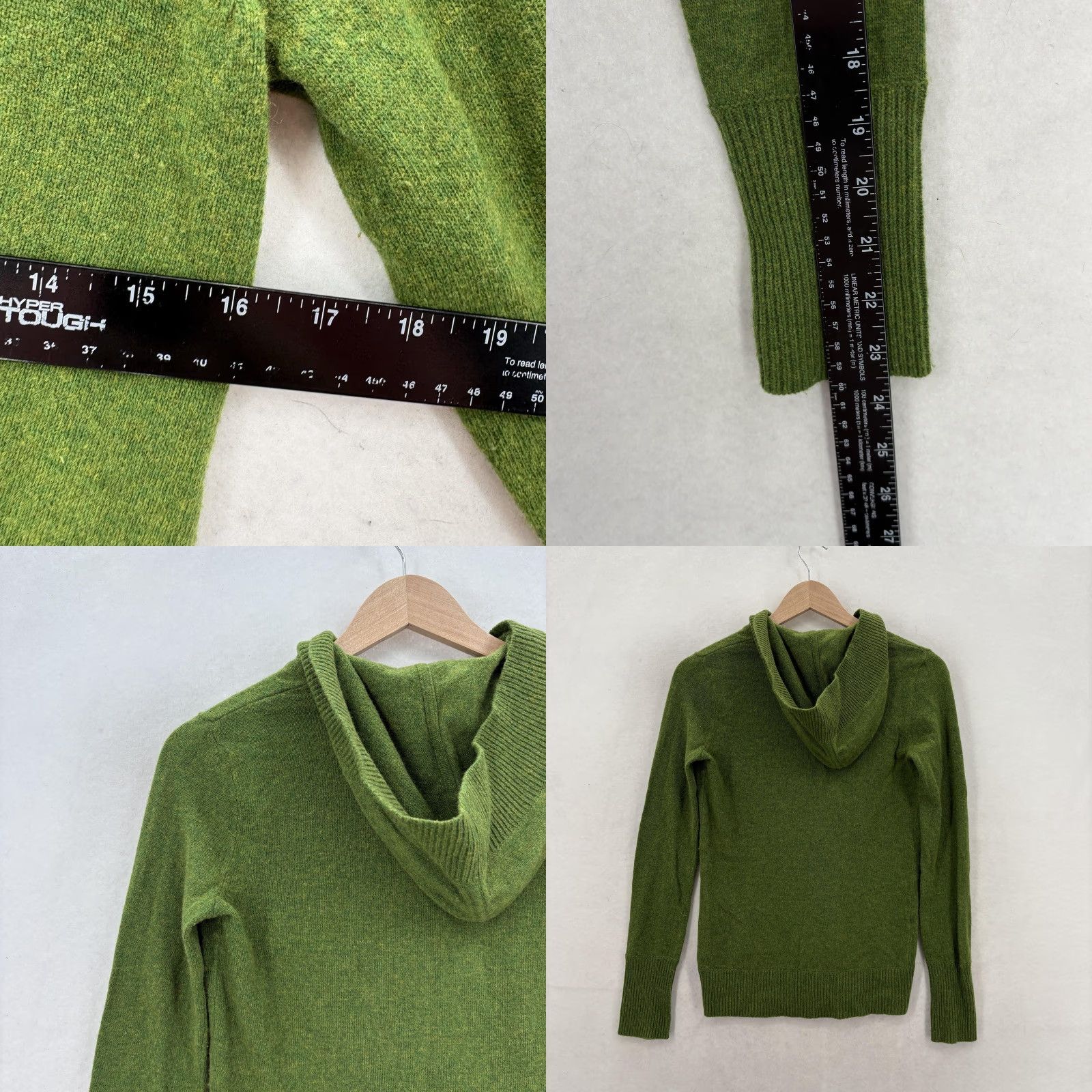 J.Crew J.CREW Sweater Womens XS Green Wool Cashmere Hooded V Neck Knit Pullover Cozy Shirt Women XS Green Wool Cashmere Hooded V-Neck Knit Pullover Cozy Size XS / US 0-2 / IT 36-38 - 8 Thumbnail