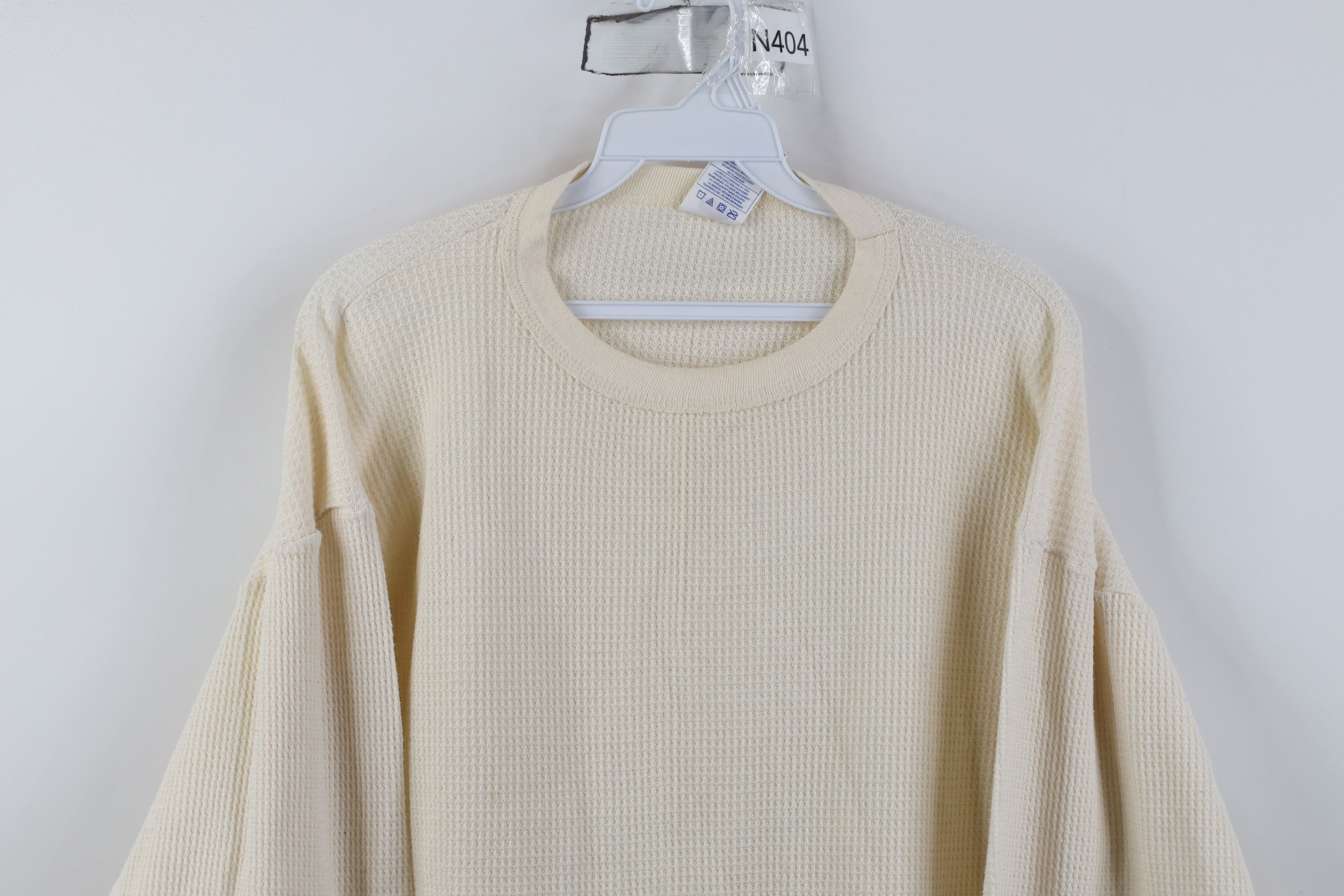 Vintage Vintage 90s Y2K Streetwear Knit Long Sleeve T-Shirt Cream Size US XXL / EU 58 / 5 - 2 Thumbnail