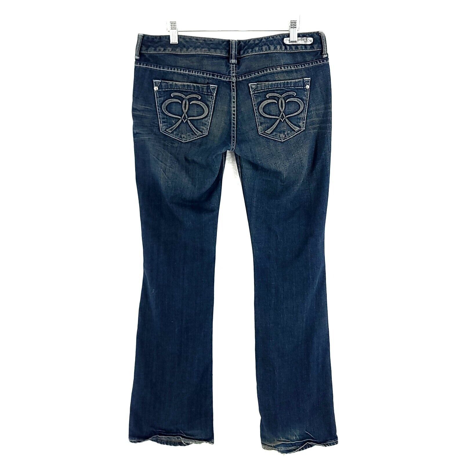 Express Express Stella Regular Fit Low Rise Blue Brown Denim Whisker Size 30" / US 8 / IT 44 - 5 Thumbnail