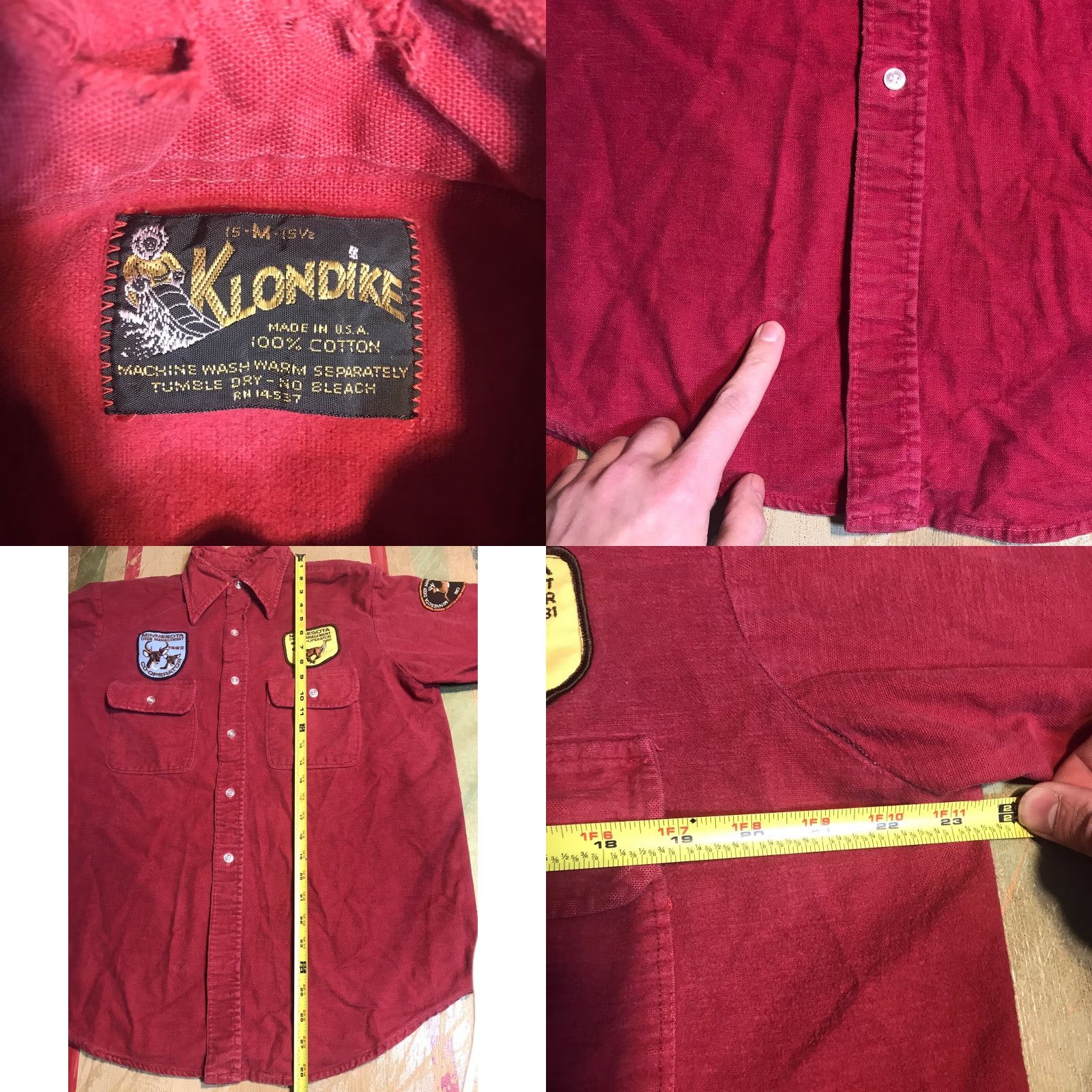 Vintage VINTAGE Klondike Button-Up Shirt Red M Men's 80s Minnesota Deer Management Cooperation Hunting Outdoor Cotton Long Sleeve Button Front Collared Size US M / EU 48-50 / 2 - 8 Thumbnail