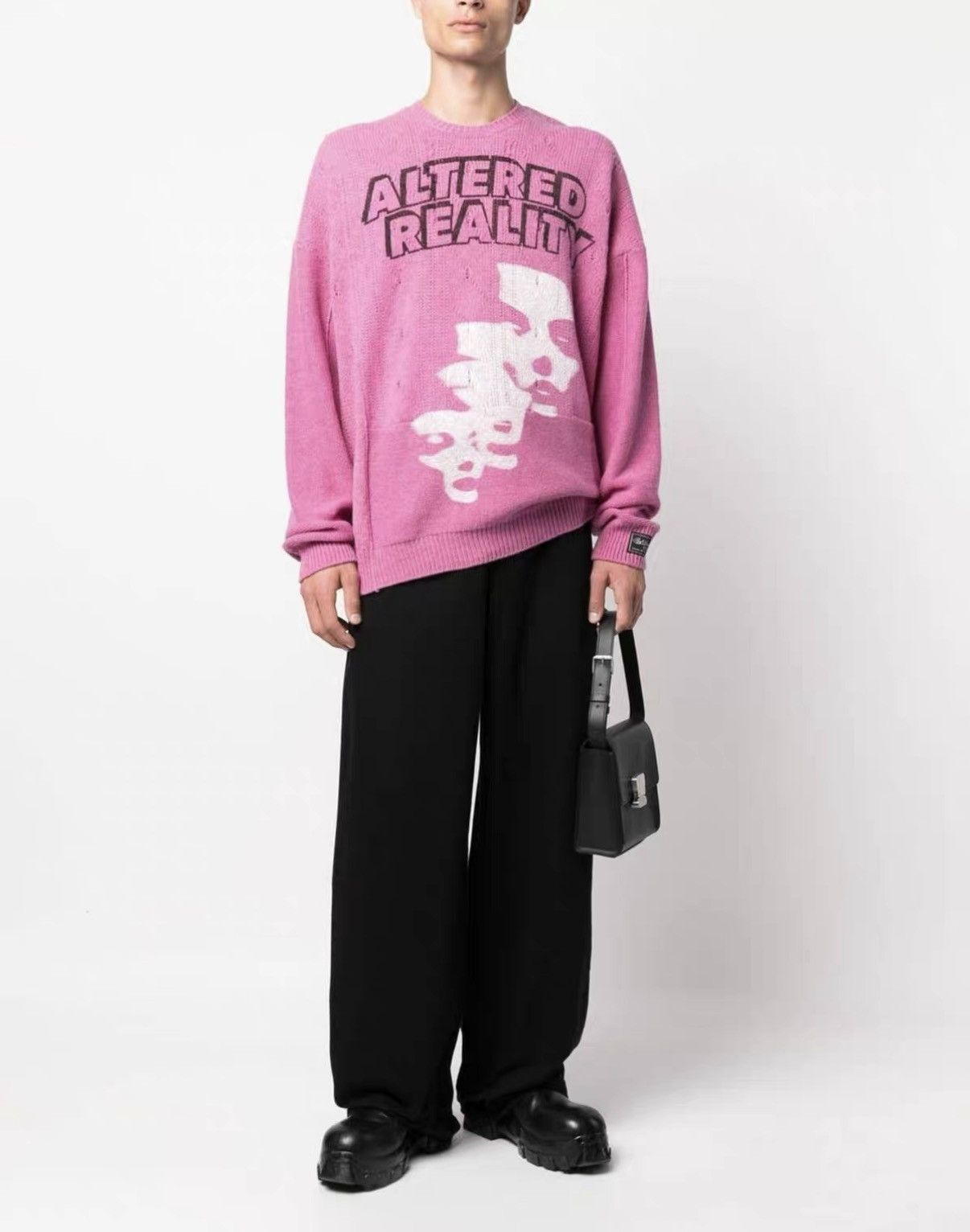Raf Simons Raf Simons AW22 Pink Portrait Oversized Knit Sweater J31 Size US XS / EU 42 / 0 - 3 Thumbnail