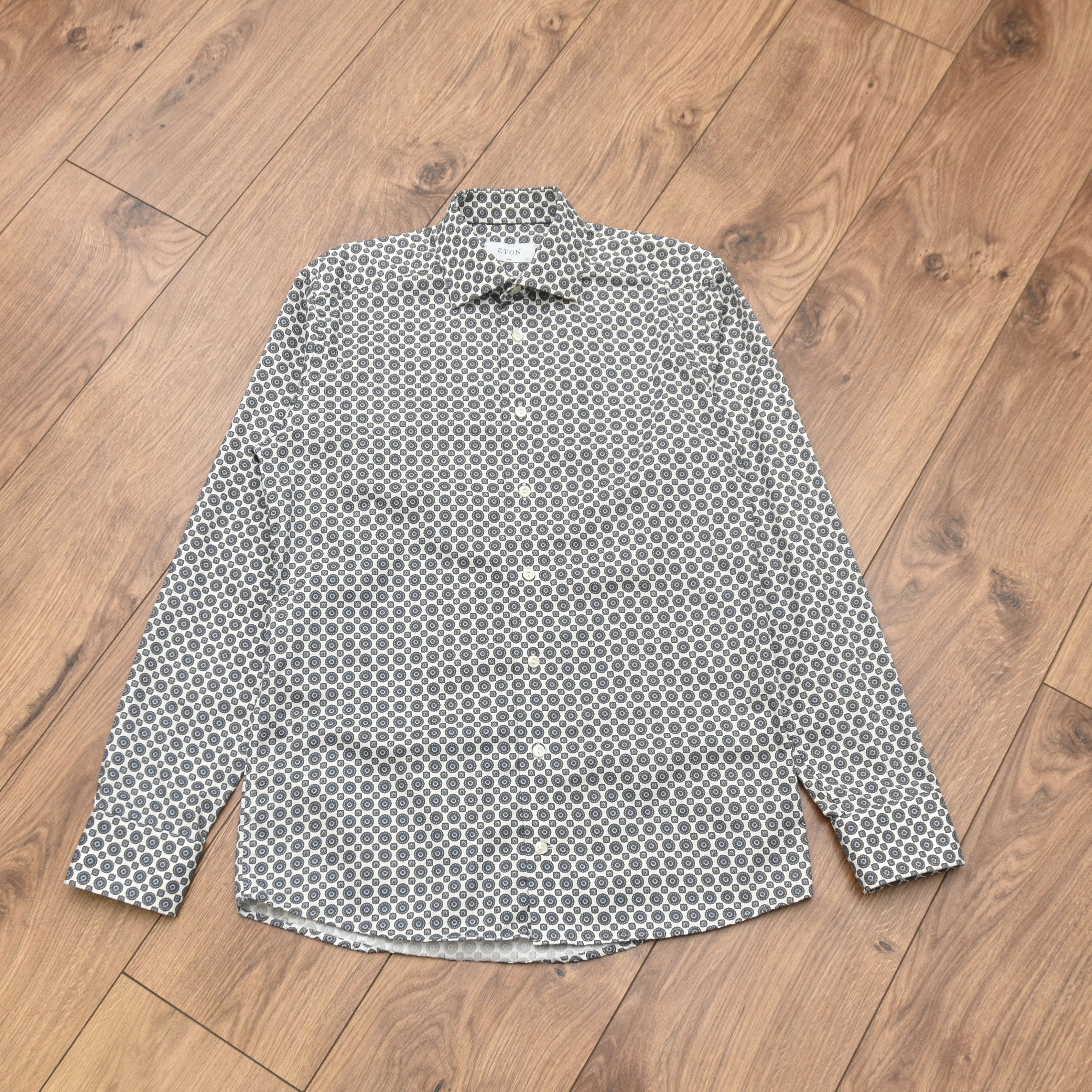 Eton Eton Men’s Slim Fit Shirt Geometric Medallion Print Blue Gre Size US M / EU 48-50 / 2 - 5 Thumbnail