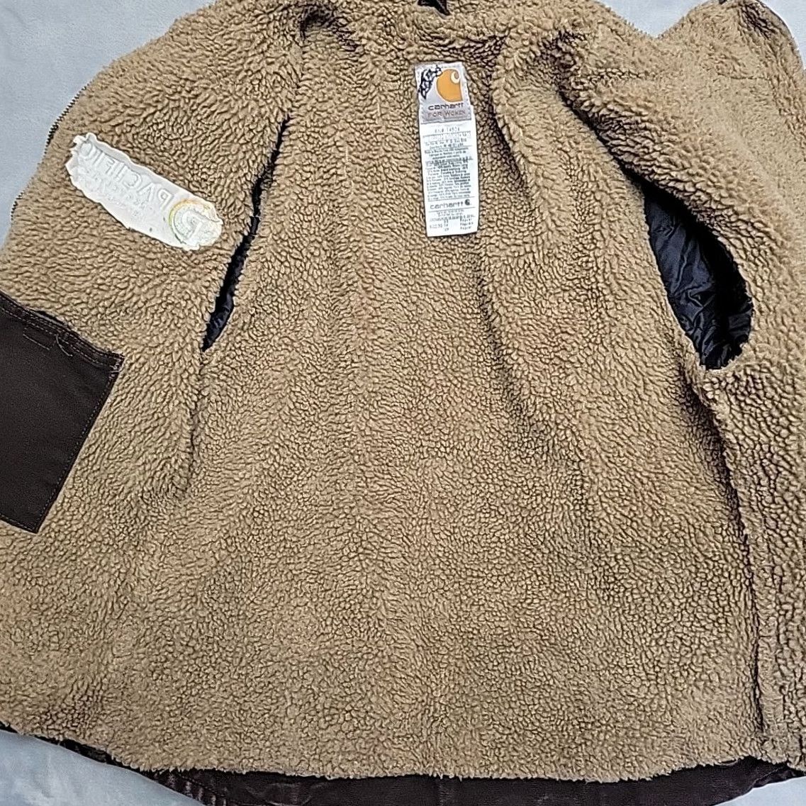 Carhartt VINTAGE Carhartt Jacket Womens XS Brown Sherpa Lined Duck Canvas Full Zip Work WJ022 DKB Size XS / US 0-2 / IT 36-38 - 6 Thumbnail