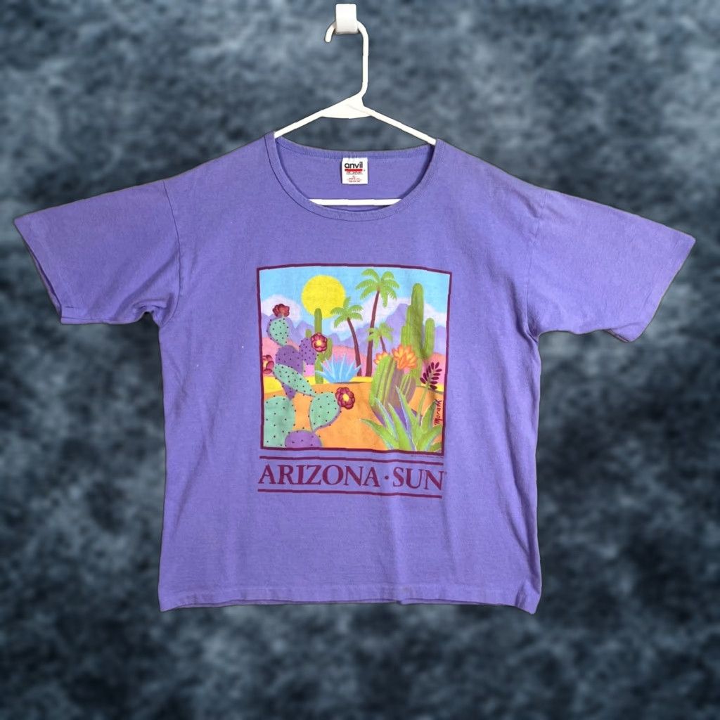 Anvil VINTAGE Anvil T-Shirt Women Purple 100% Cotton L Adult Womens Large Vintage Shirt 90s Concert Arizona Sun Purple T-Shirt Womens L Size L / US 10 / IT 46 - 1 Thumbnail