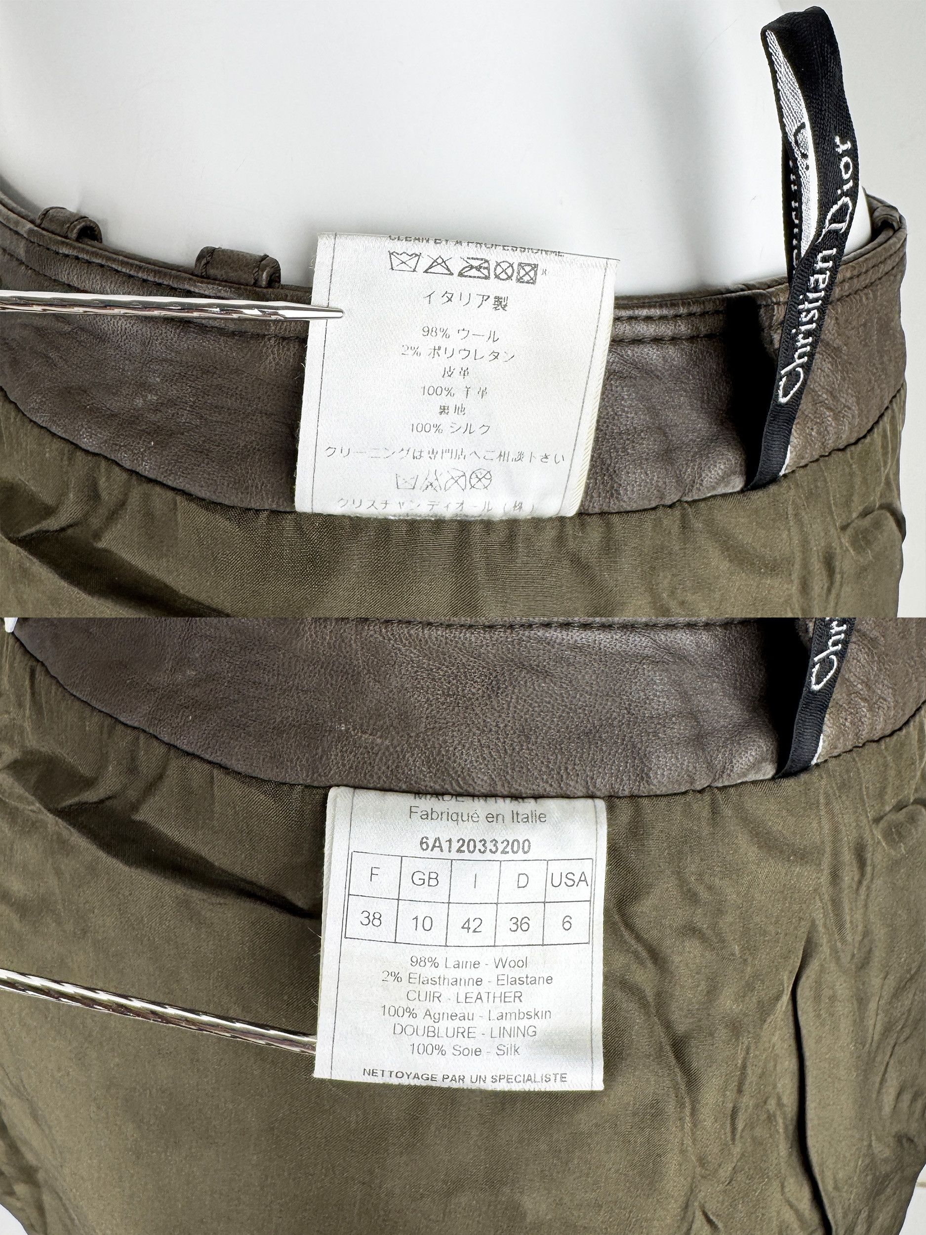 Dior Christian Dior 2006 Wool and Leather Asymmetric Mini Skirt Size 28" / US 6 / IT 42 - 11 Thumbnail