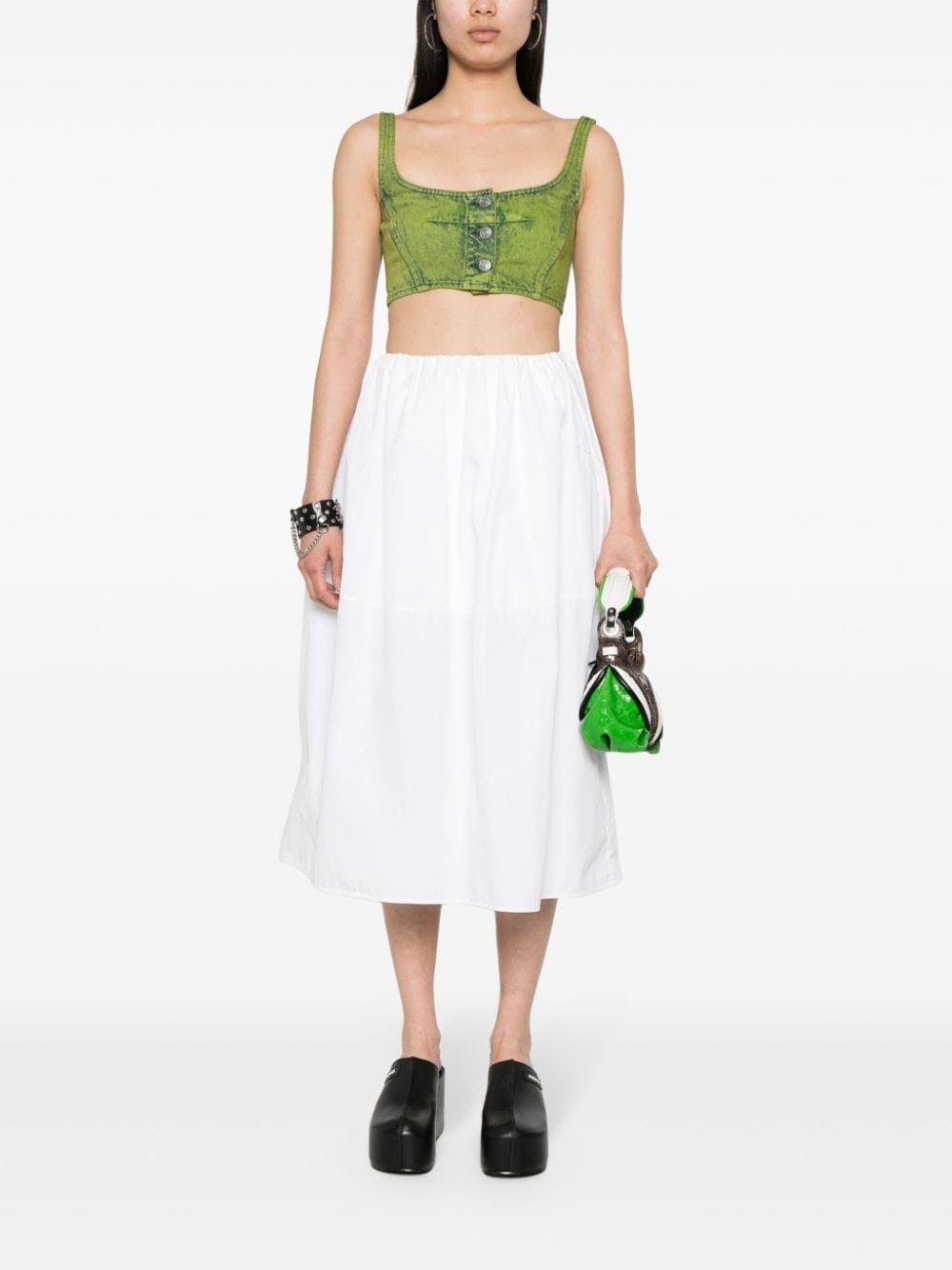 Marni o1f1d3z0725 Bleached Cropped Top in Green Size XL / US 12-14 / IT 48-50 - 2 Thumbnail