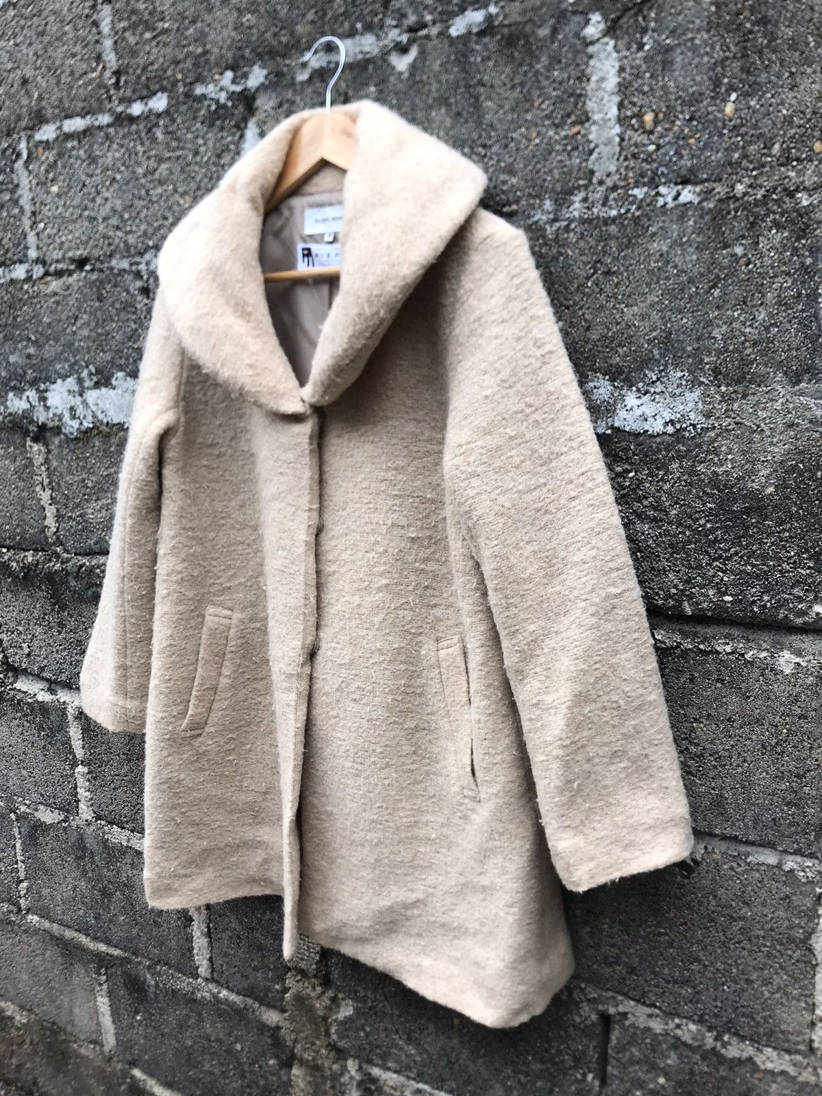 Global Work × Japanese Brand 💥Nice Design Global Work WaterFall Collar Wool Coat Jacket Size M / US 6-8 / IT 42-44 - 3 Thumbnail