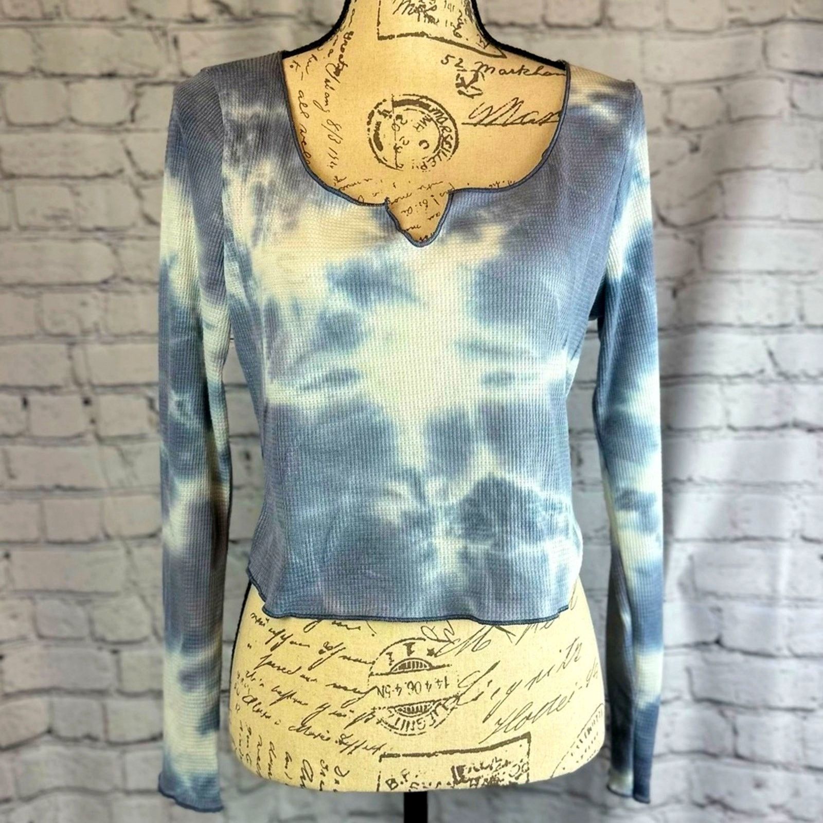Nordstrom × Other All in Favor Tie Dye Waffle Knit Crop Top Grey XL Size XL / US 12-14 / IT 48-50 - 3 Thumbnail