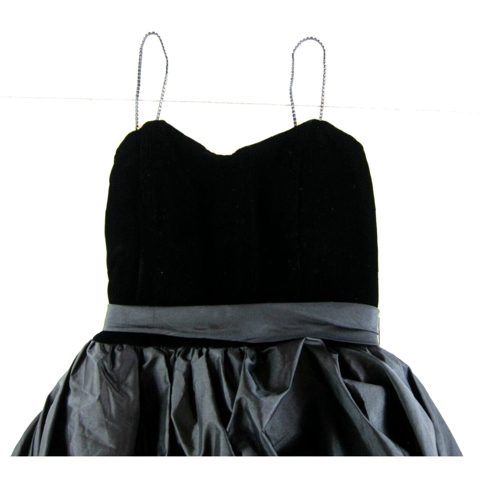 Velvet VTG Christa New York Black Velvet Satin Diamond Puff Midi Party Cocktail Dress M Size M / US 6-8 / IT 42-44 - 4 Thumbnail