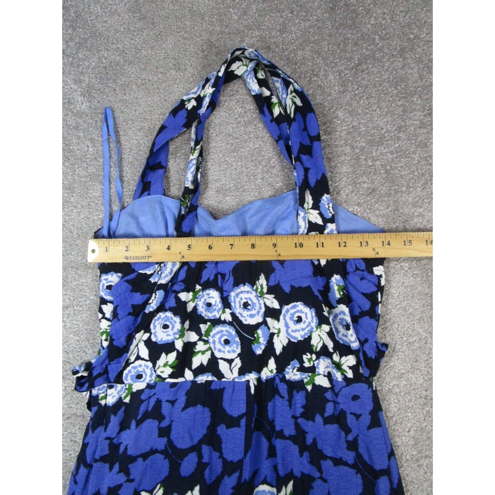 Vintage Maeve Dress Womens 4 Blue Floral Halter Midi Dress Size S / US 4 / IT 40 - 6 Thumbnail