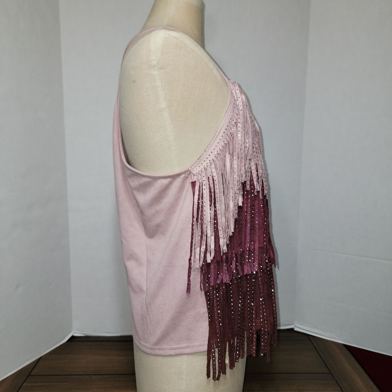 Other Main Strip Faux Suede Fringe Tank w/ Bling - Size Large Size L / US 10 / IT 46 - 5 Thumbnail