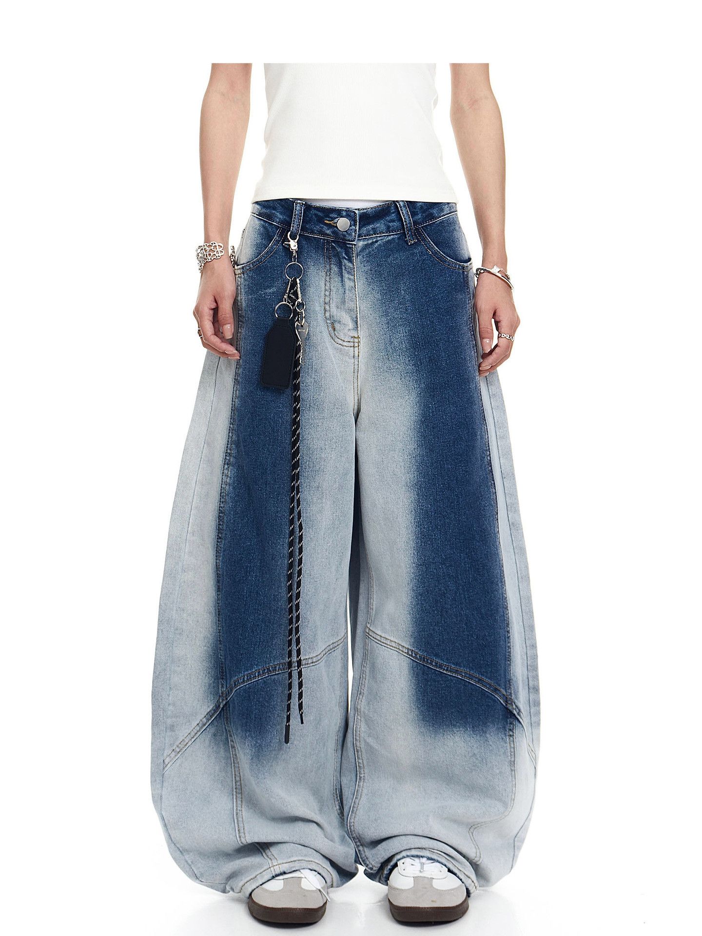 Japanese Brand American retro washed gradient curved jeans for men Size US 32 / EU 48 - 1 Thumbnail