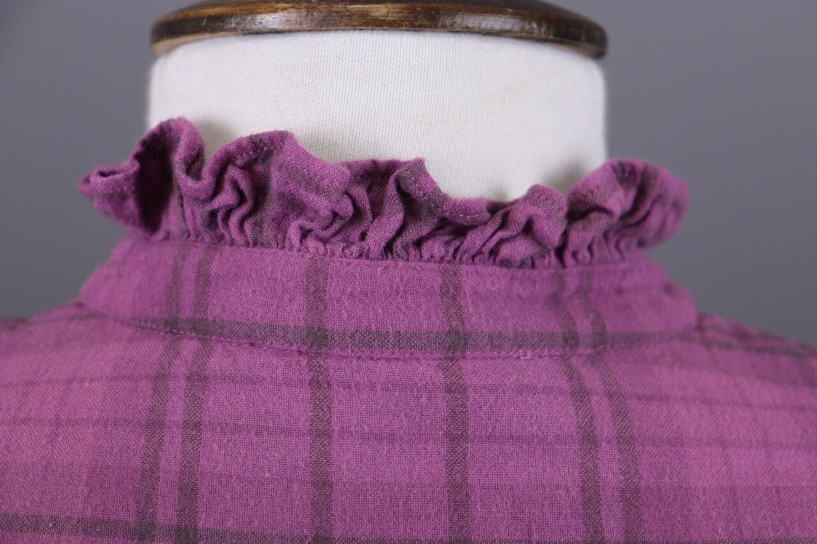 Def Leppard BA&SH Purple Check Printed Henley Blouse Shirt Size 0 Size XS / US 0-2 / IT 36-38 - 11 Thumbnail