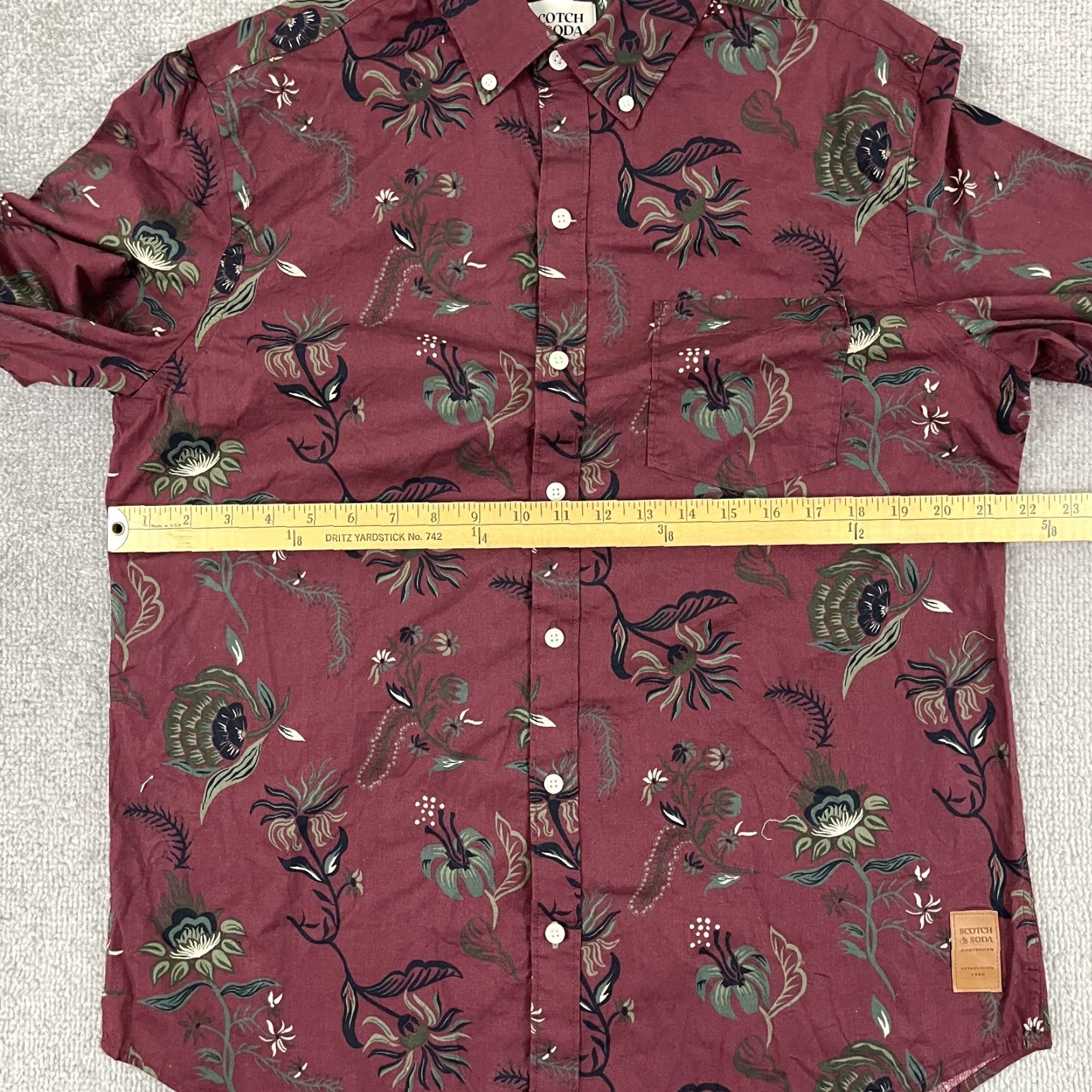 Scotch & Soda Scotch & Soda Red Floral Button-Up Shirt Mens Medium Long Sleeve Preppy Casual Size US M / EU 48-50 / 2 - 6 Thumbnail