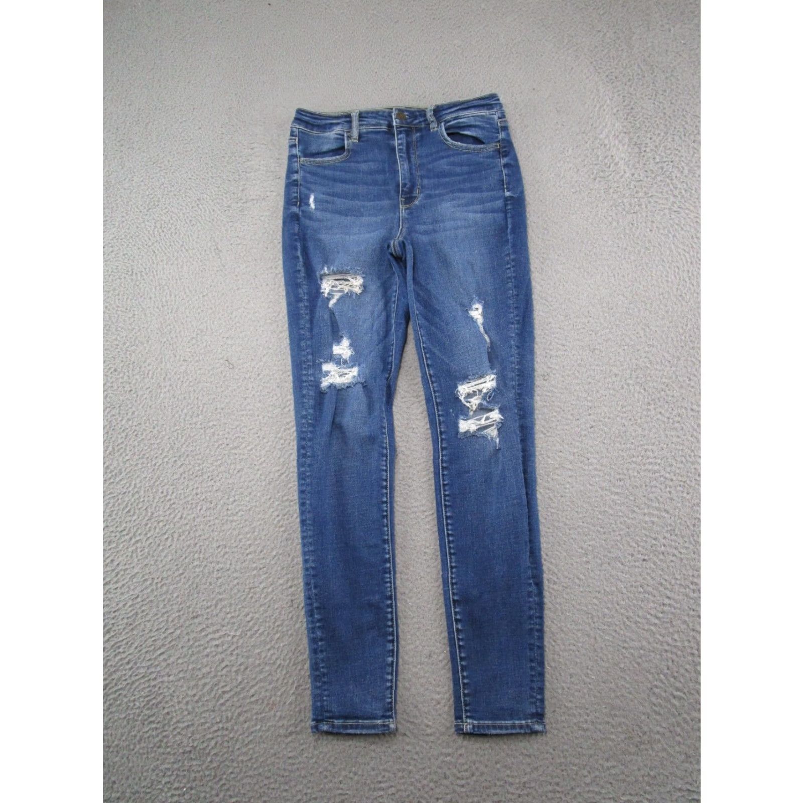 American Eagle Outfitters American Eagle Outfitters Jegging Jeans Size 8 Distressed Blue Super Stretch Hi Rise 5-Pocket Womens Size 30" / US 8 / IT 44 - 2 Thumbnail