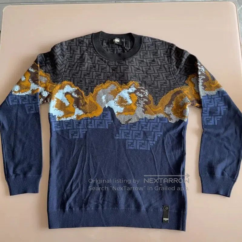 Fendi Fendi Knit Long Sleeve Sweater in Deep Blue . Size US L / EU 52-54 / 3 - 1 Thumbnail