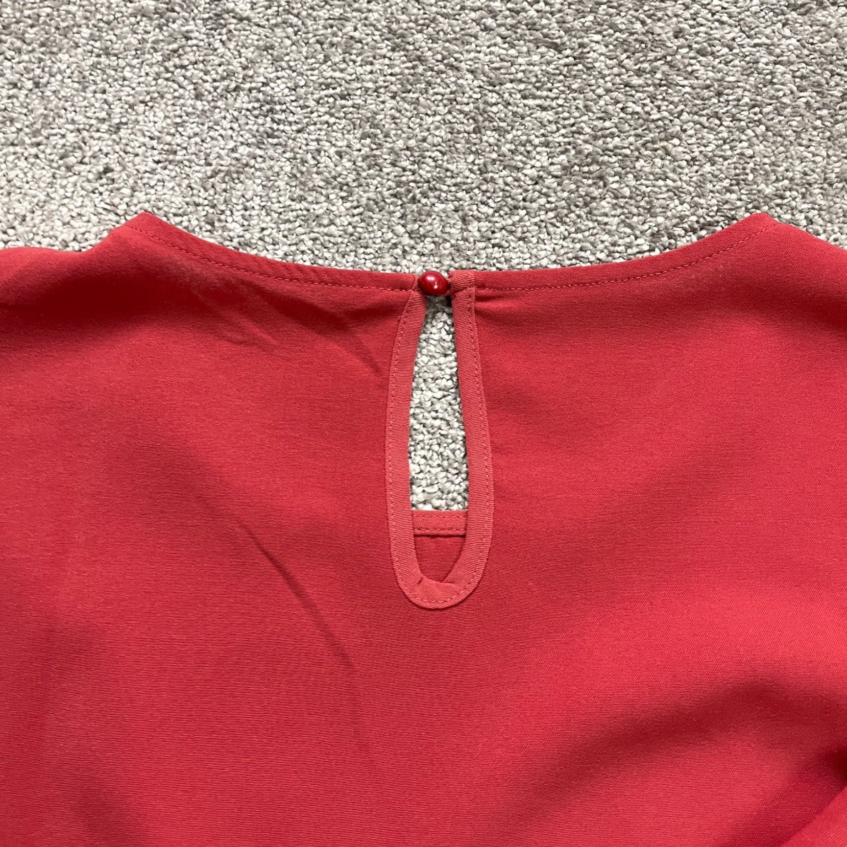 Bell Unbranded Blouse XL Womens Solid Red Ruffle Bell Sleeve Round Neck Casual Size XL / US 12-14 / IT 48-50 - 4 Thumbnail