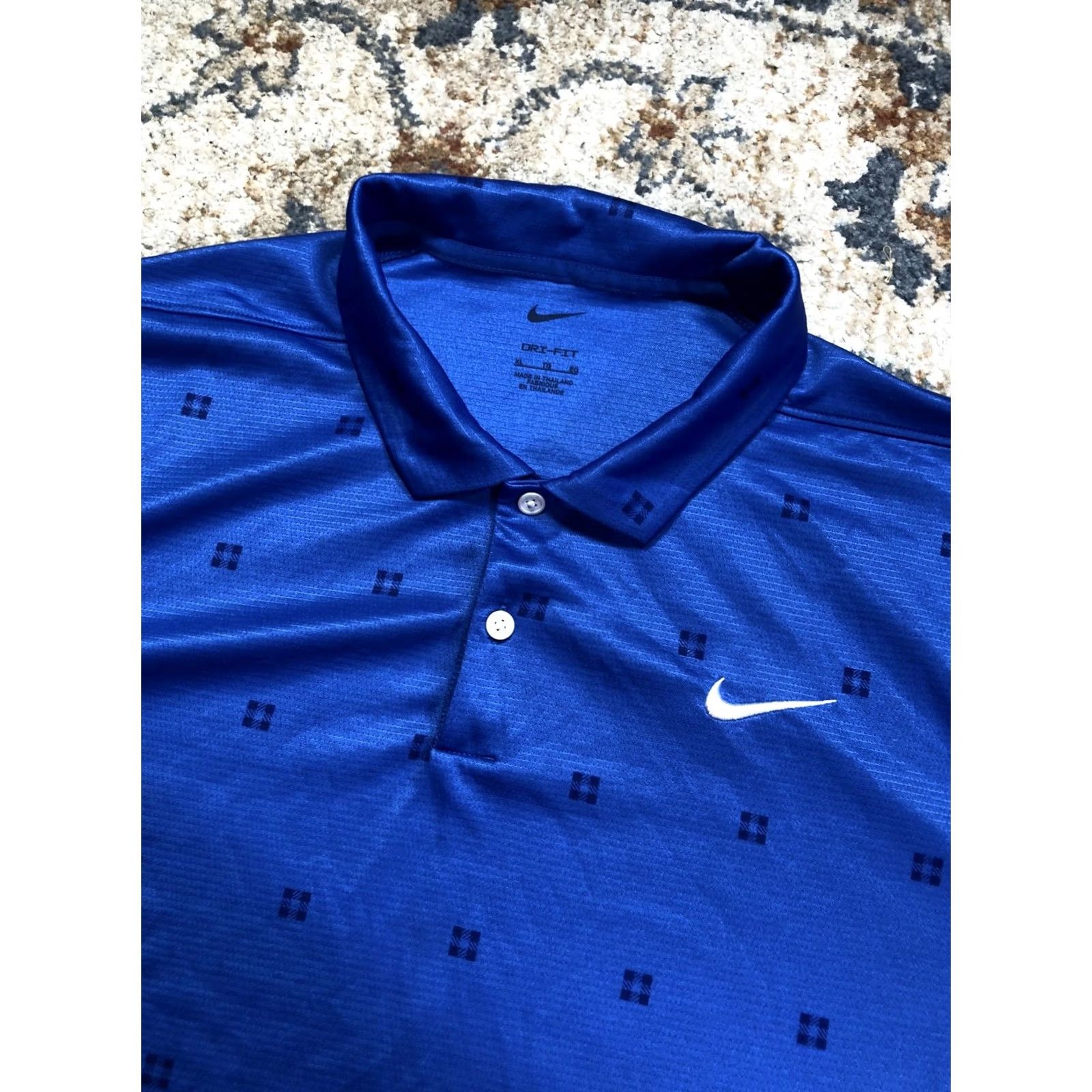 Nike Nike Dri-FIT Polo Shirt Mens XL Blue Geometric Golf Short Sleeve Performance Size US XL / EU 56 / 4 - 6 Thumbnail