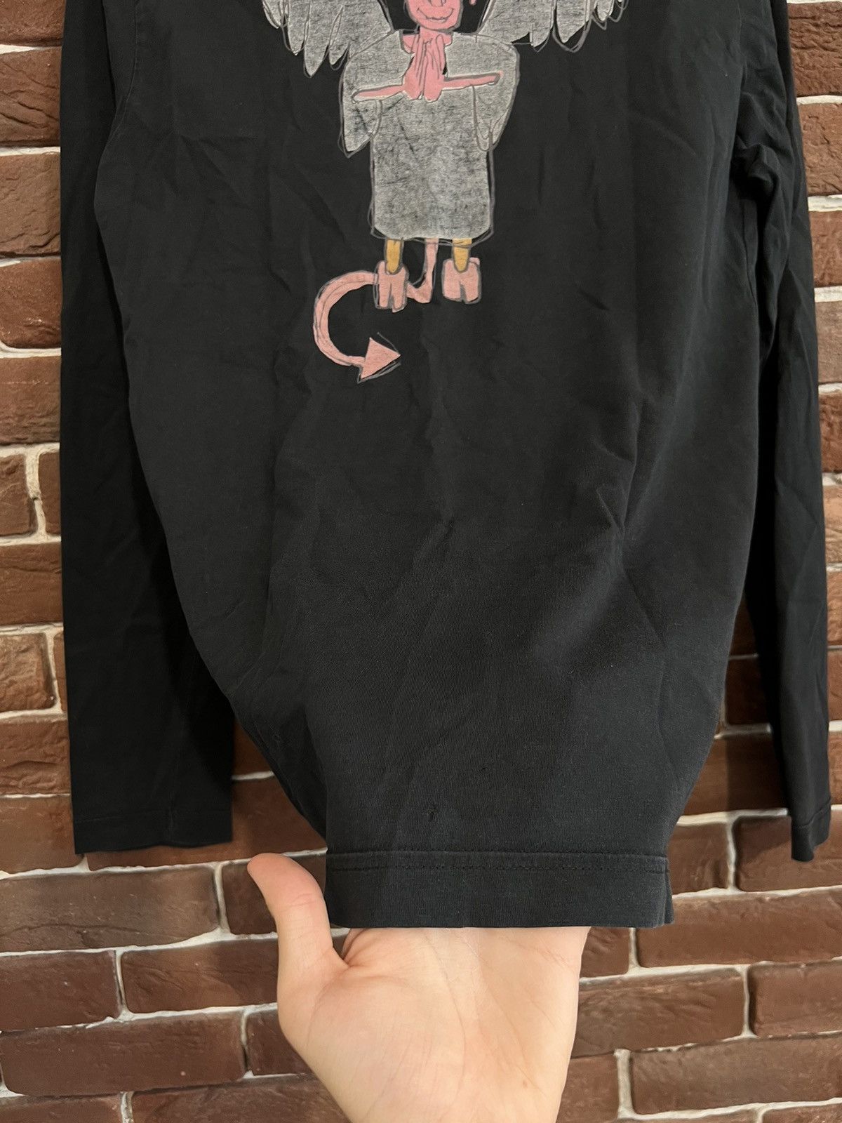 Moschino Vintage 90s Moschino Jeans Devil Cupid Long Sleeve Tshirt L Size US L / EU 52-54 / 3 - 11 Thumbnail