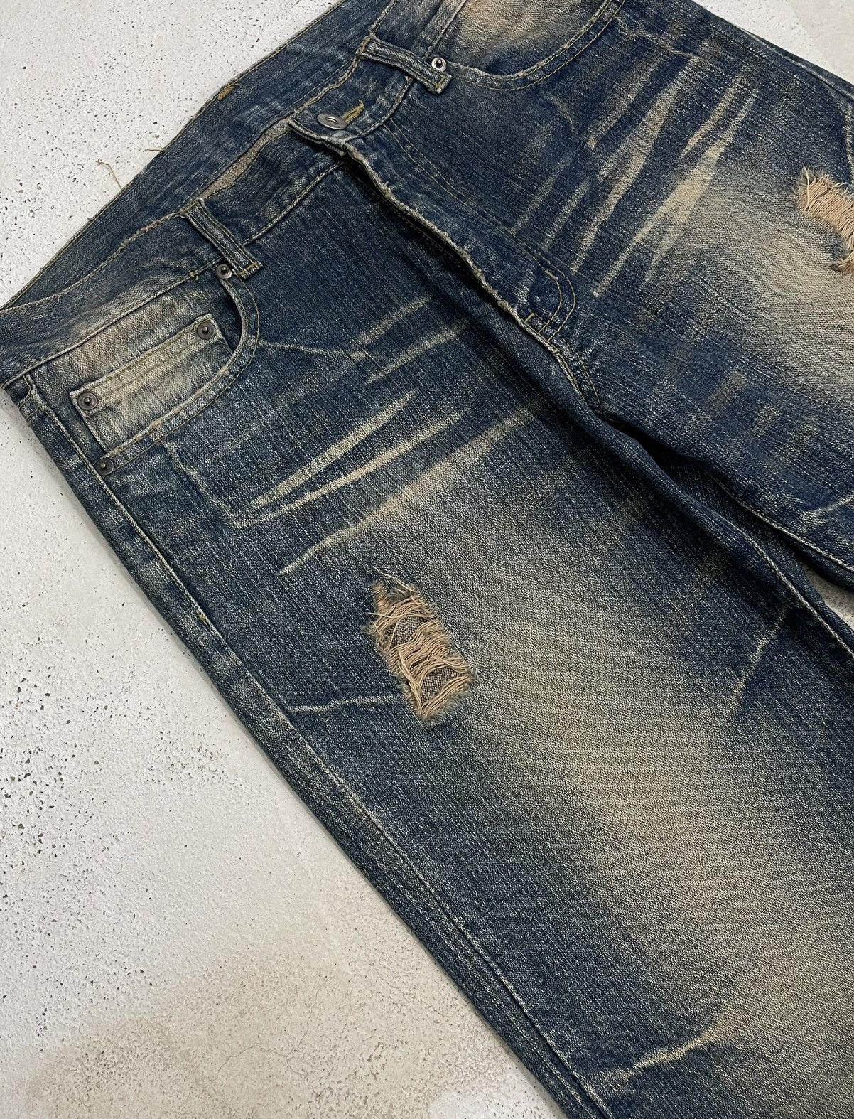 PPFM Vintage 90’s Japan Designer Ppfm Revolution Distressed Denim Size US 32 / EU 48 - 7 Thumbnail