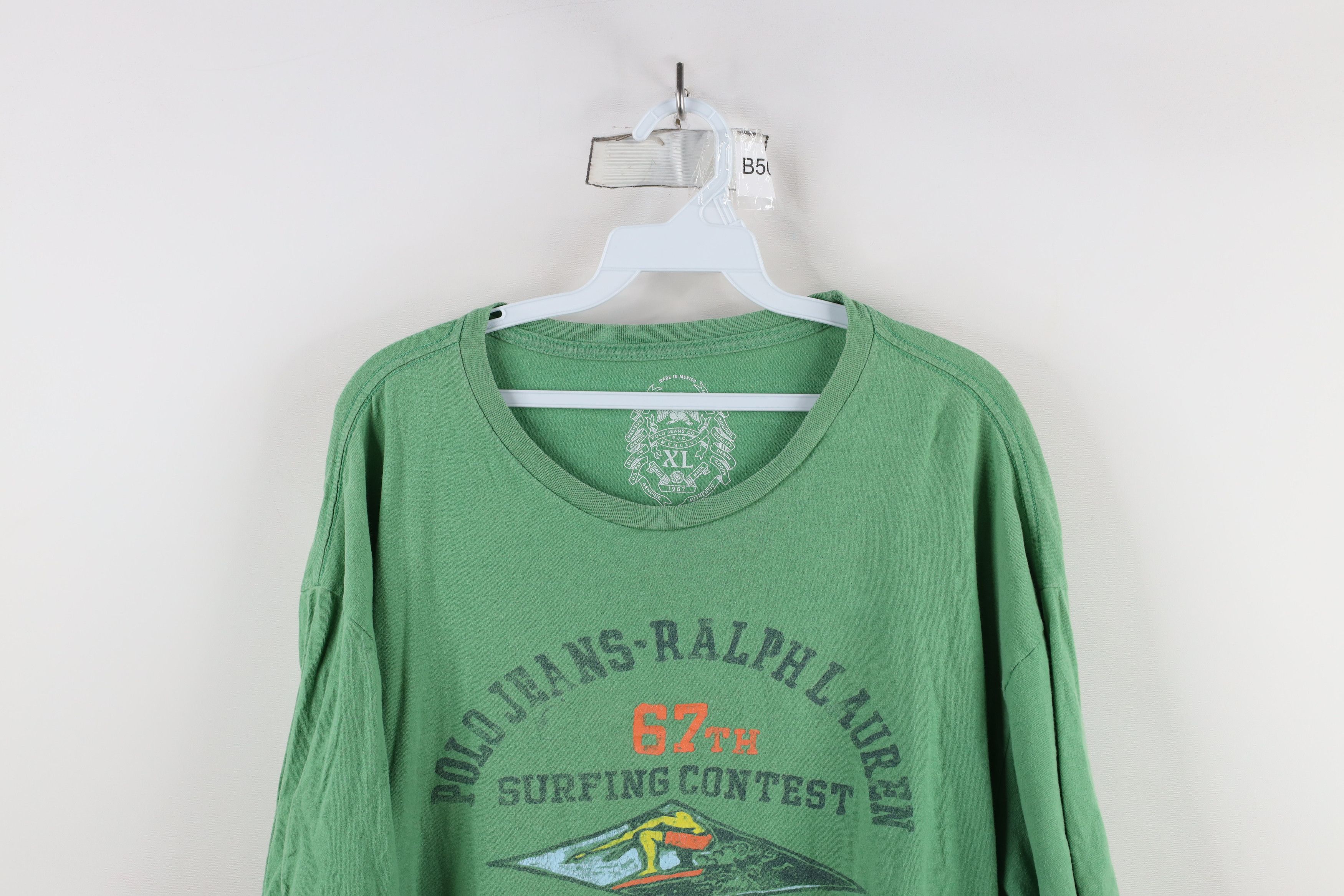 Ralph Lauren × Vintage Vintage 90s Y2K Ralph Lauren Surfing T-Shirt Green Cotton Size US XL / EU 56 / 4 - 2 Thumbnail
