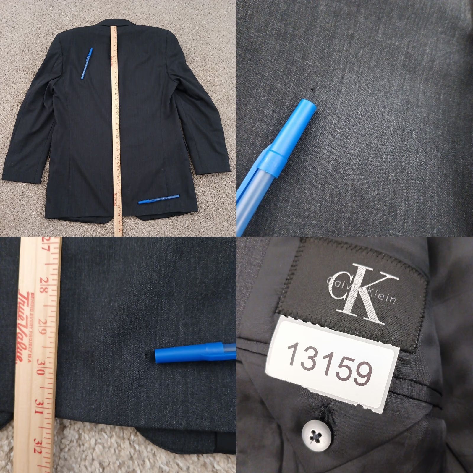 Calvin Klein Calvin Klein Blazer Mens 38 Gray Wool Solid 3-Button Notch Lapel Ventless Single-Breasted 2 Piece Regular Mens Size 38R - 8 Thumbnail