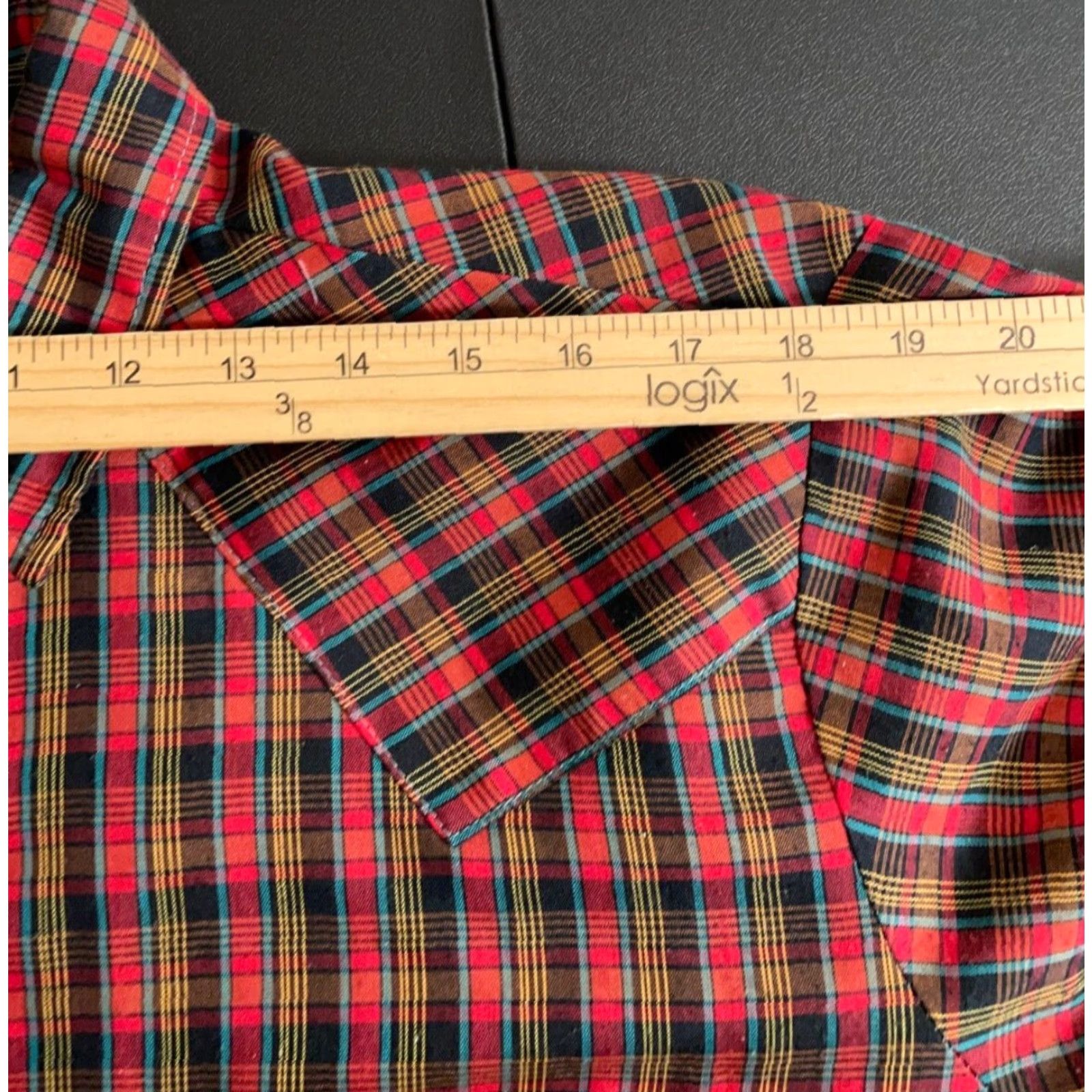 Vintage VTG Saddle King Western Shirt Men XL Red Blue Tartan Plaid Pearl Snap Buttons Size US XL / EU 56 / 4 - 7 Thumbnail