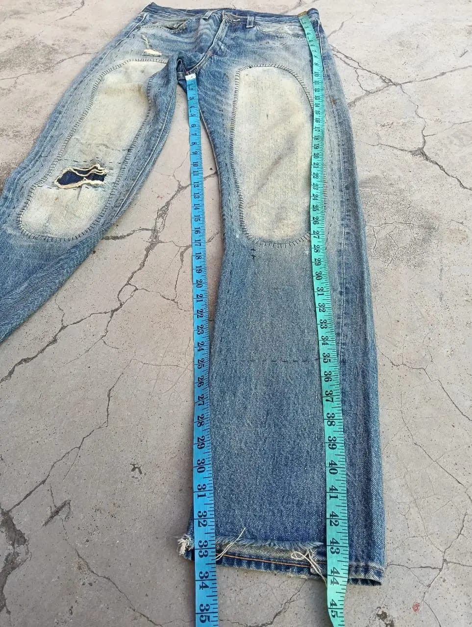 Levi's Distressed Levi's 501ZXX BIG E Selvedge Denim Patchwork. Size US 30 / EU 46 - 4 Thumbnail