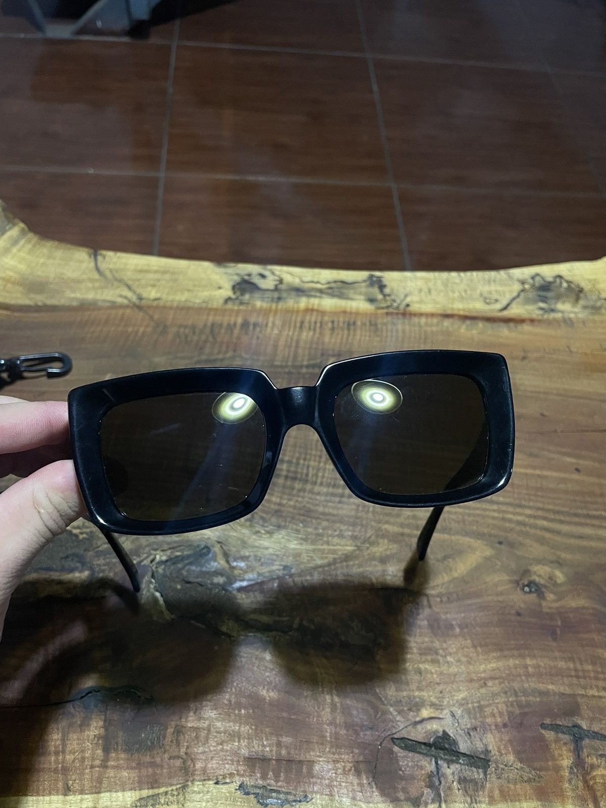 image of Celine Rectangle Acetate Sunglasses in Black, Men's