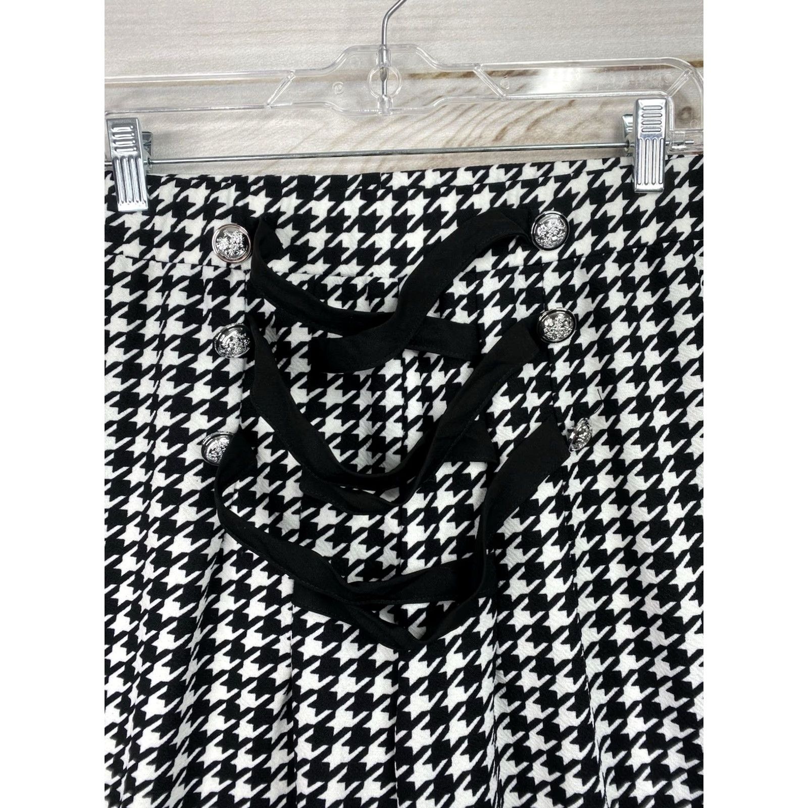 Vintage Womens Pants 2XL Houndstooth Wide-Leg High Rise Stretch Pull On Black Polyester Knit Dress Pants Womens 2XL Wide-Leg Houndstooth Modern City 90s Style Size 40" / US 18 - 2 Thumbnail