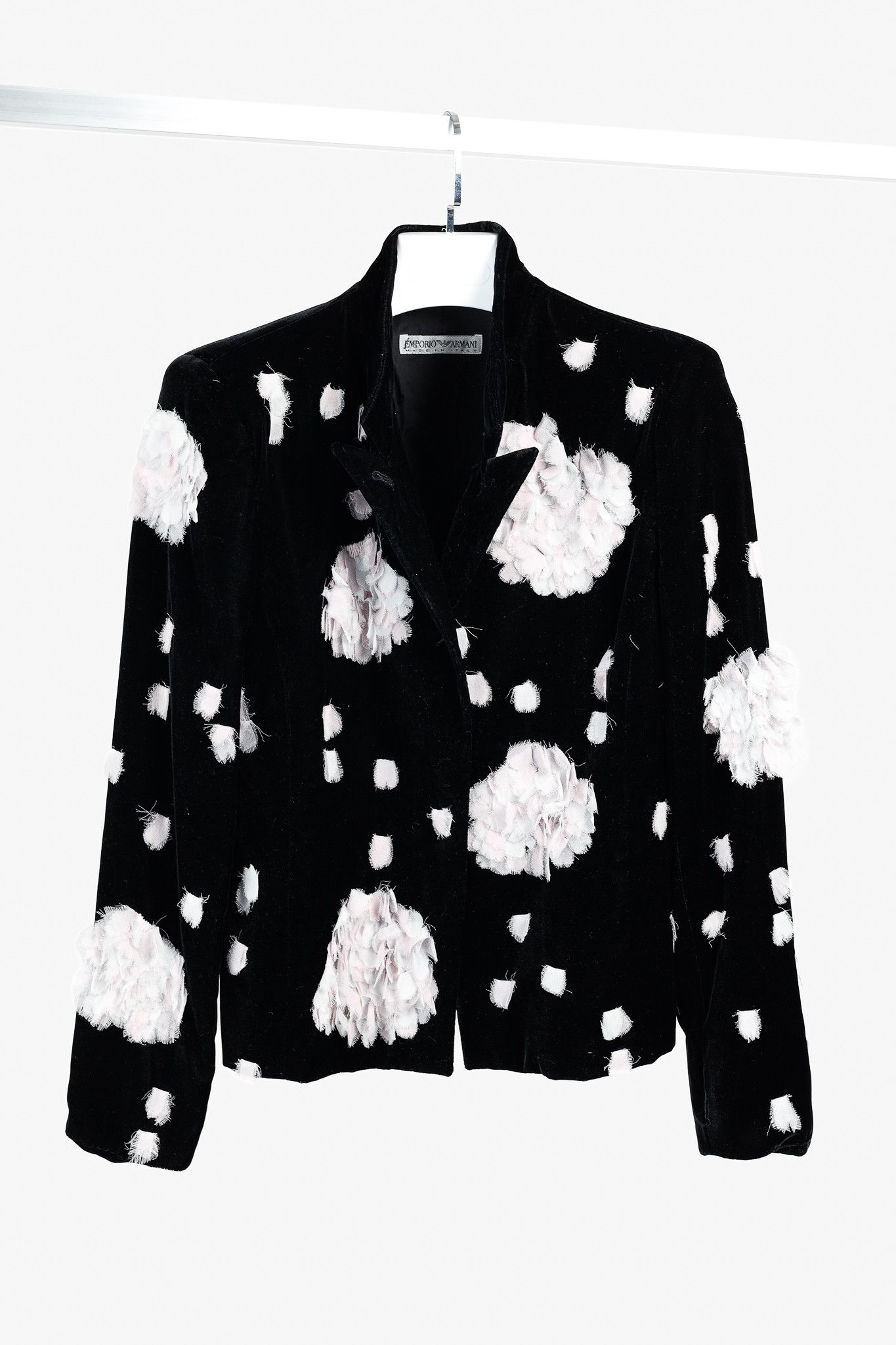 Emporio Armani Emporio Armani Deconstructed Flowers Black Velvet Jacket Size S / US 4 / IT 40 - 1 Thumbnail